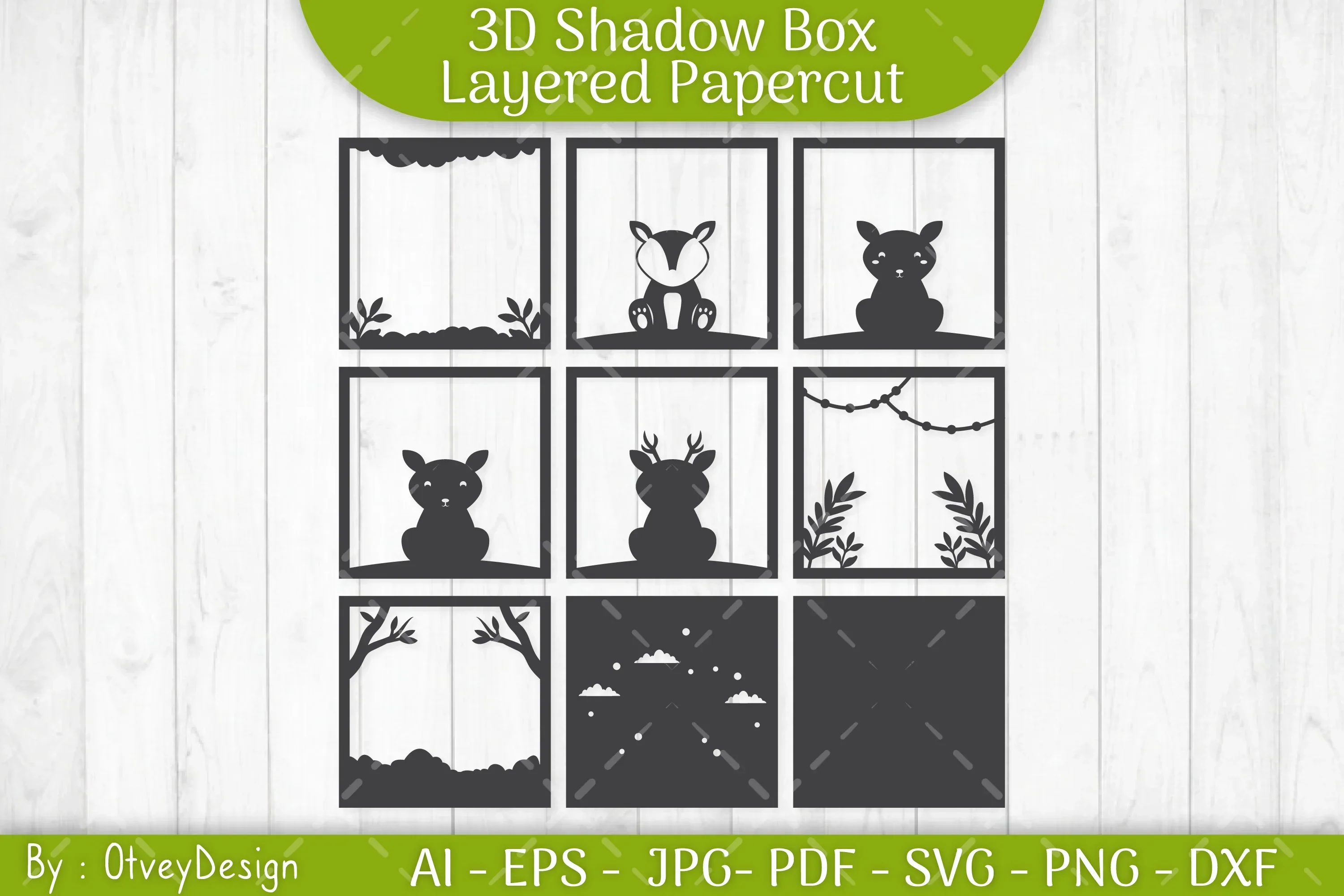 Deer Animals Shadow Box Layered Papercut SVG Bundle - Image 3
