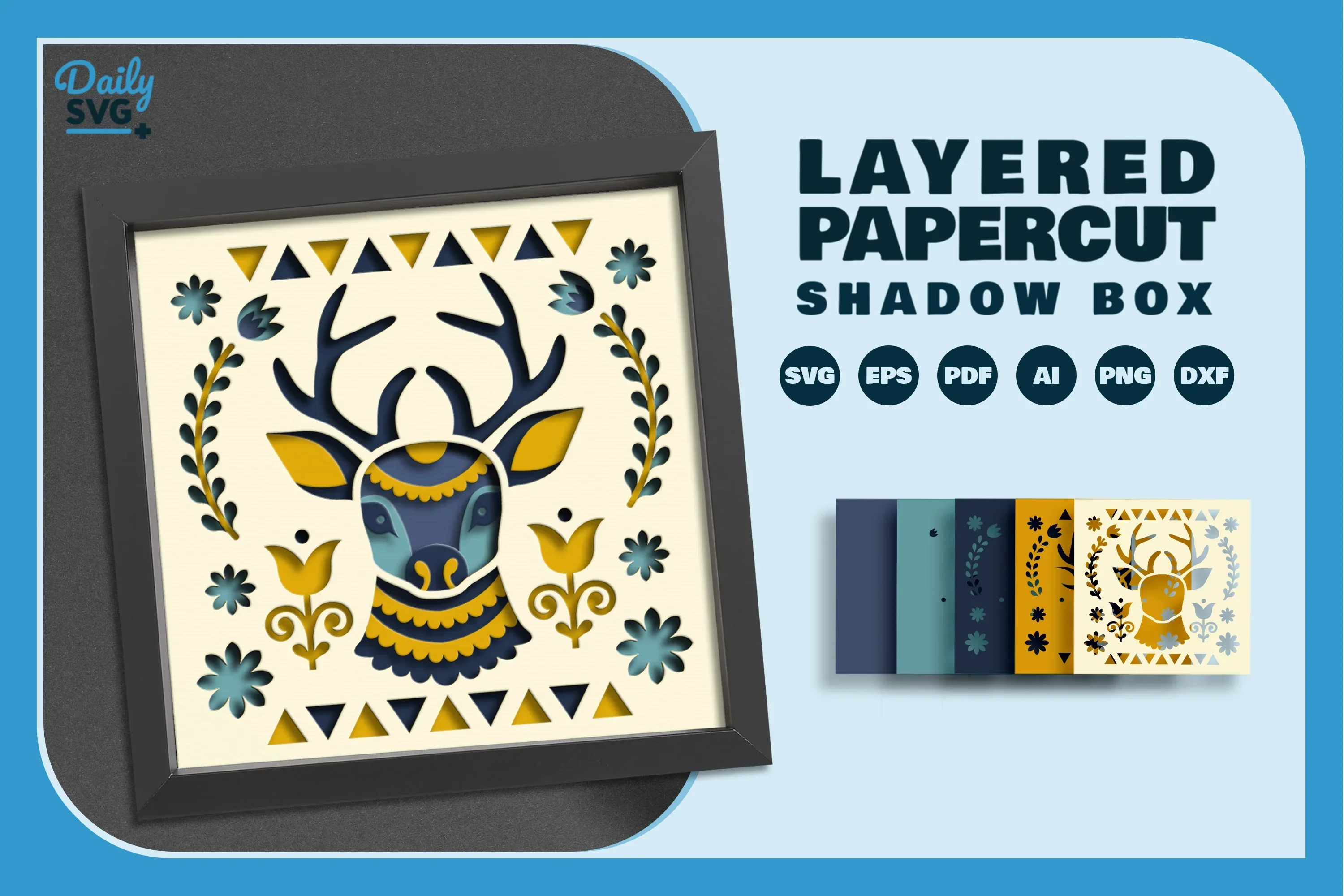 Deer Folk Art Papercut SVG Bundle - Image 2