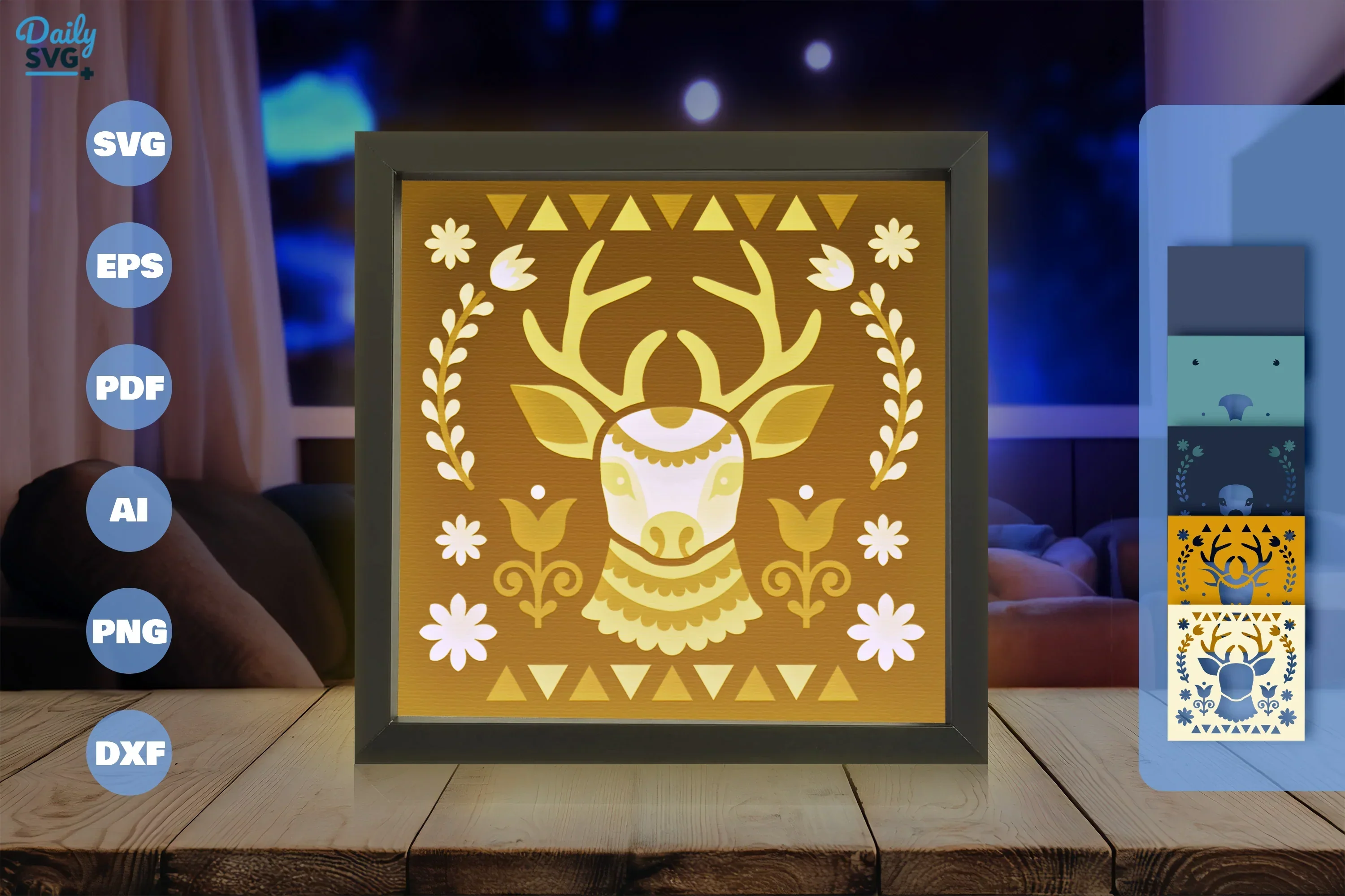 Deer Folk Art Papercut SVG Bundle - Image 3
