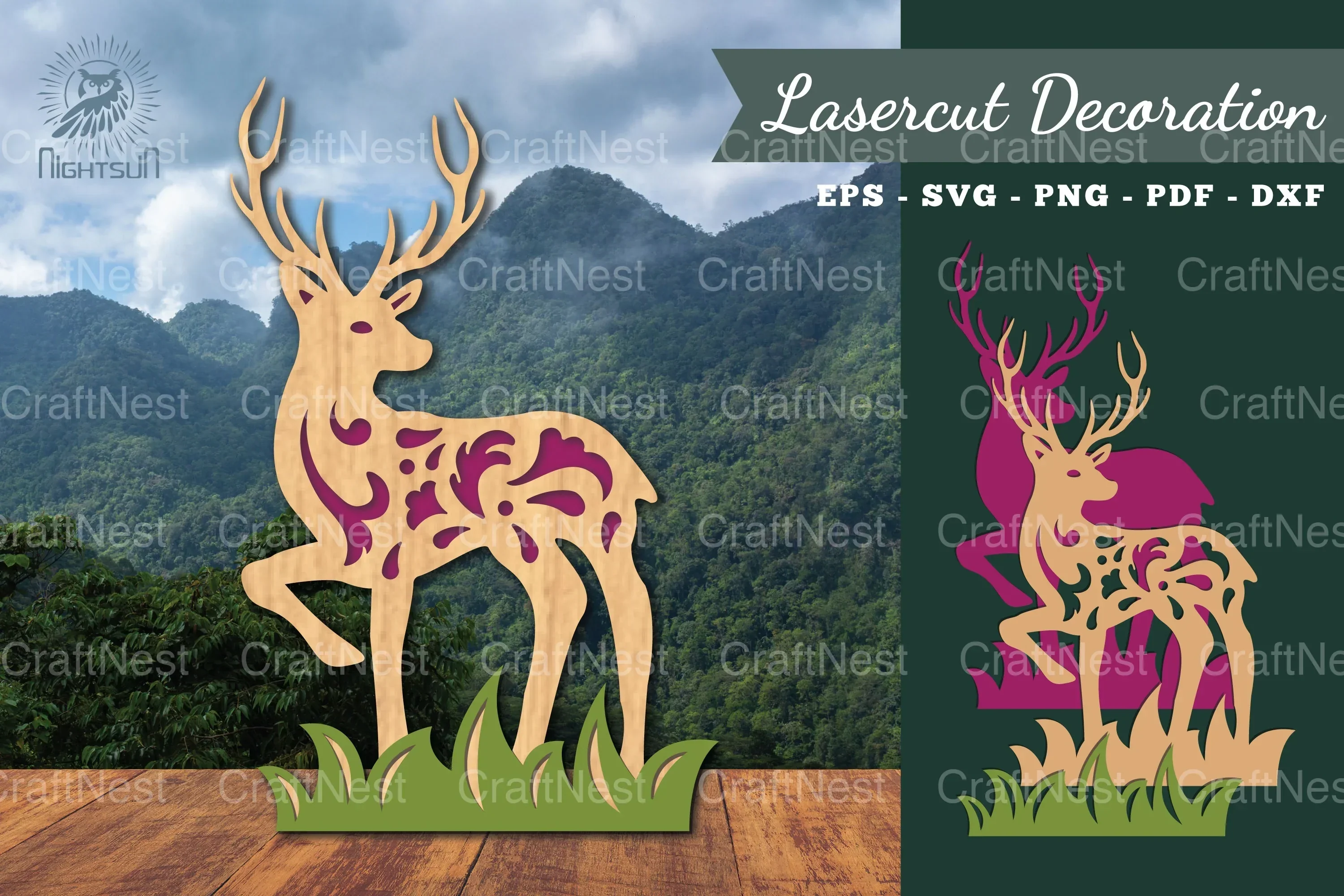 Deer in Forest Laser Cut Decoration Clipart Bundle