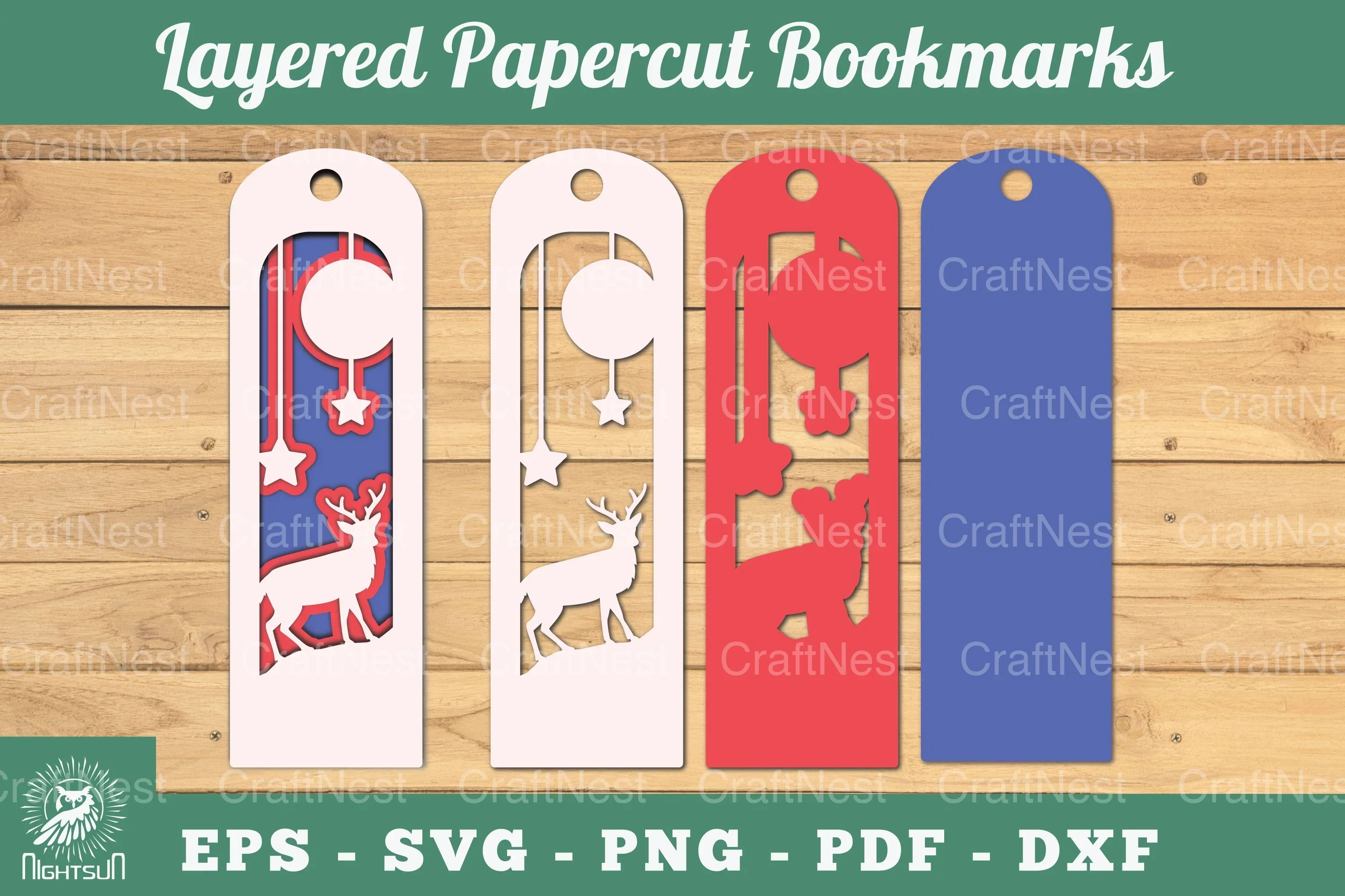 Deer Layered Papercut Bookmarks Clipart Bundle