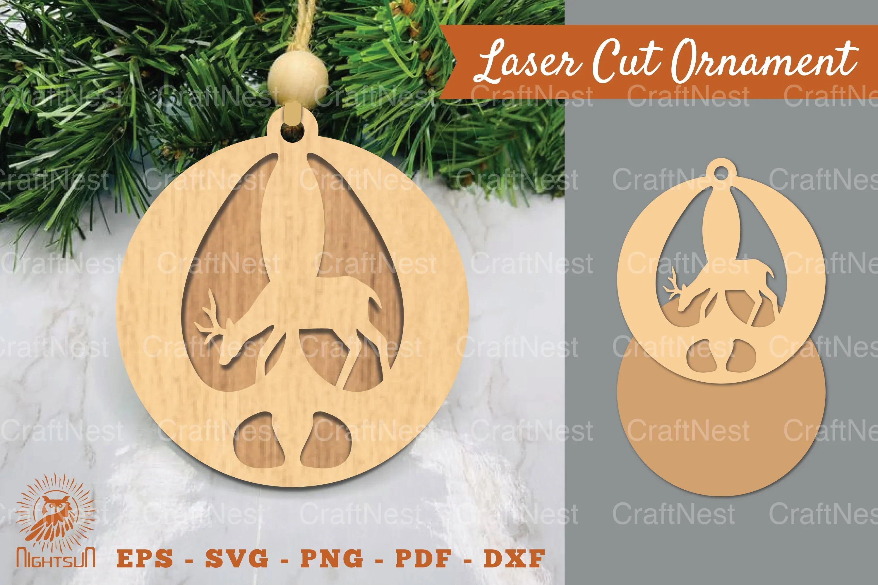 Deer Paw Laser Cut Ornament Clipart Bundle