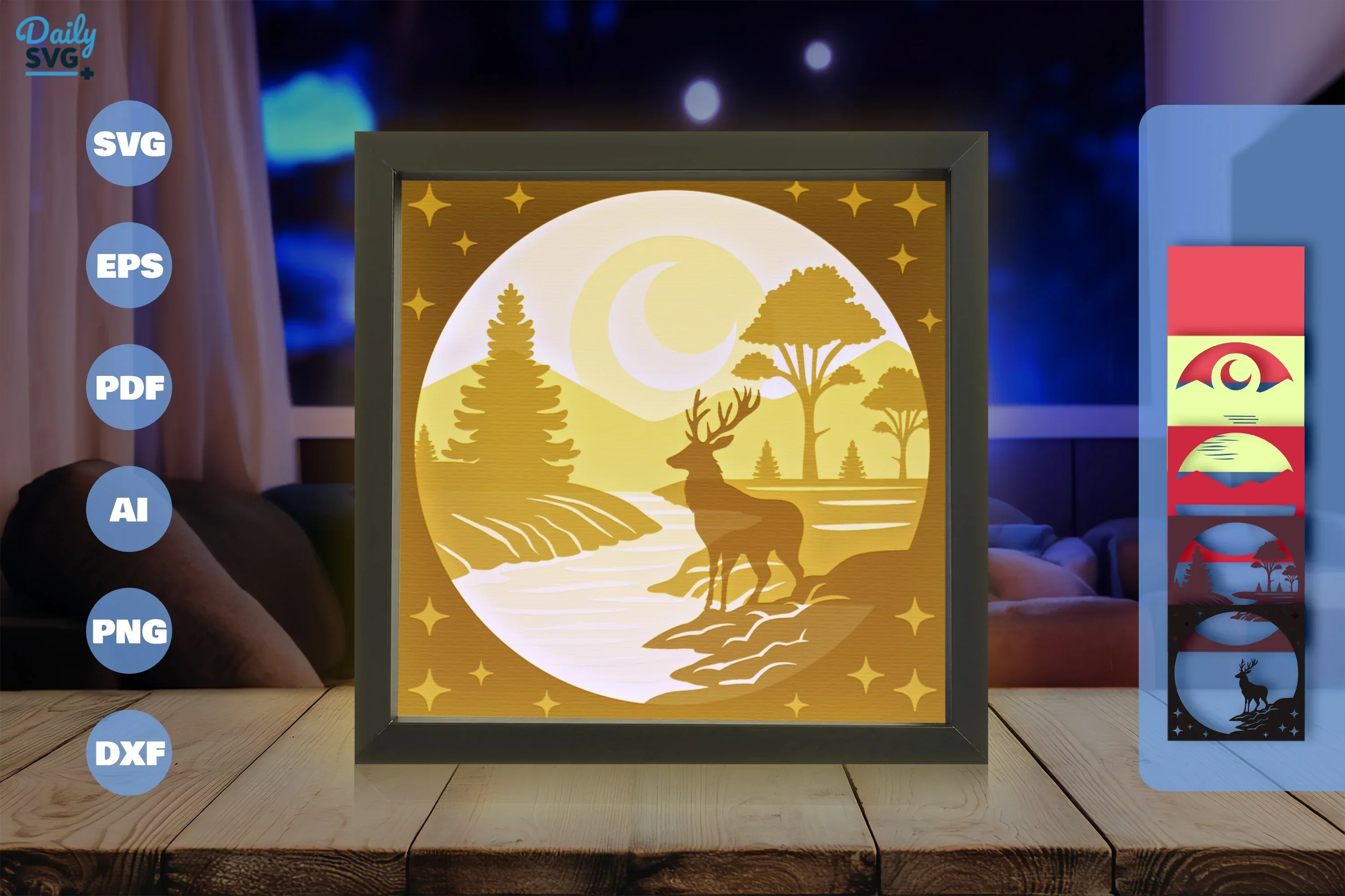 Deer Riverside Papercut SVG Bundle - Image 3