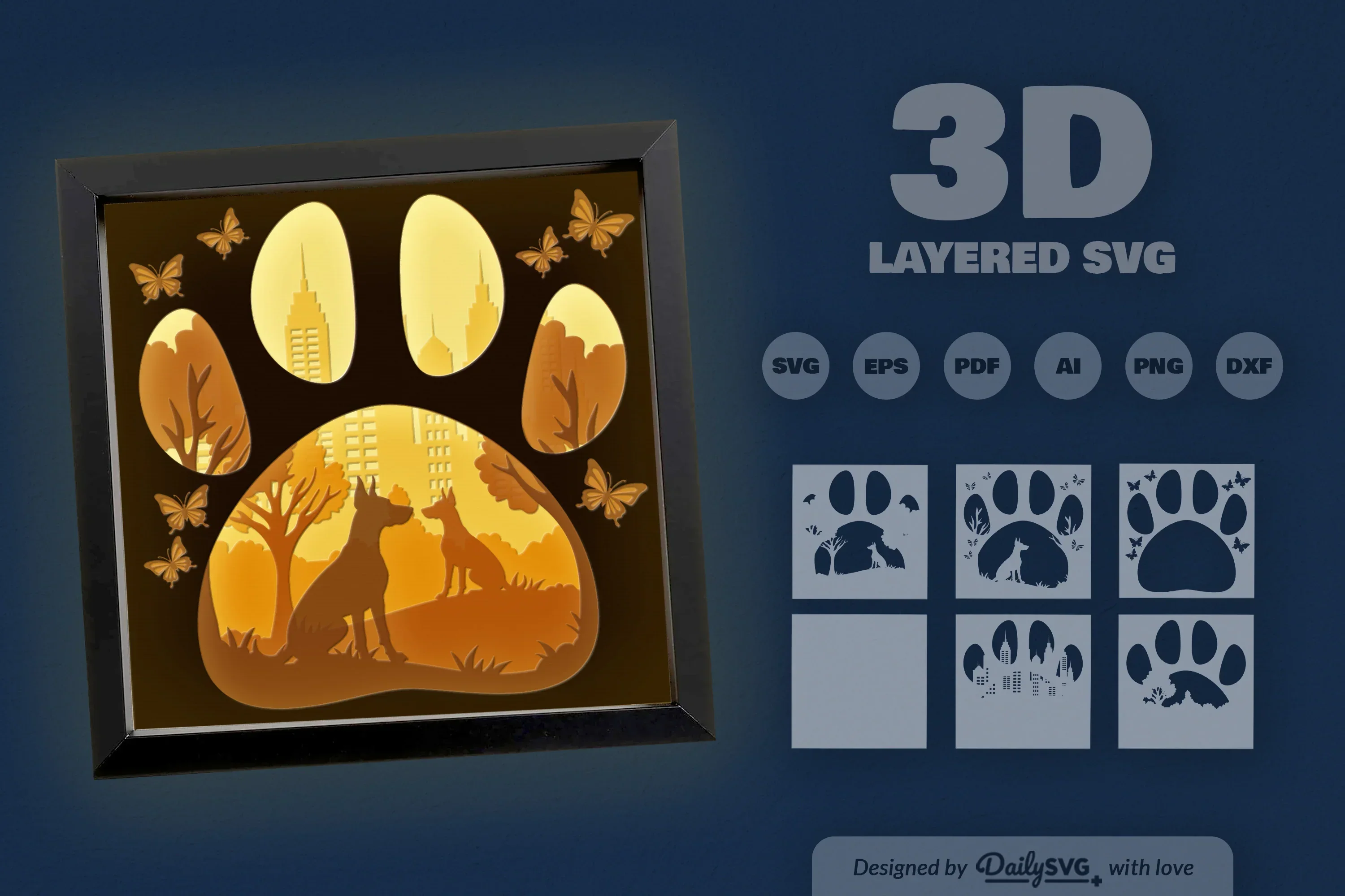 Doberman Pinscher Park Papercut SVG Bundle - Image 3