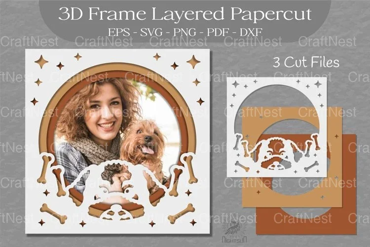 Dog 3D Frame Layered SVG Bundle