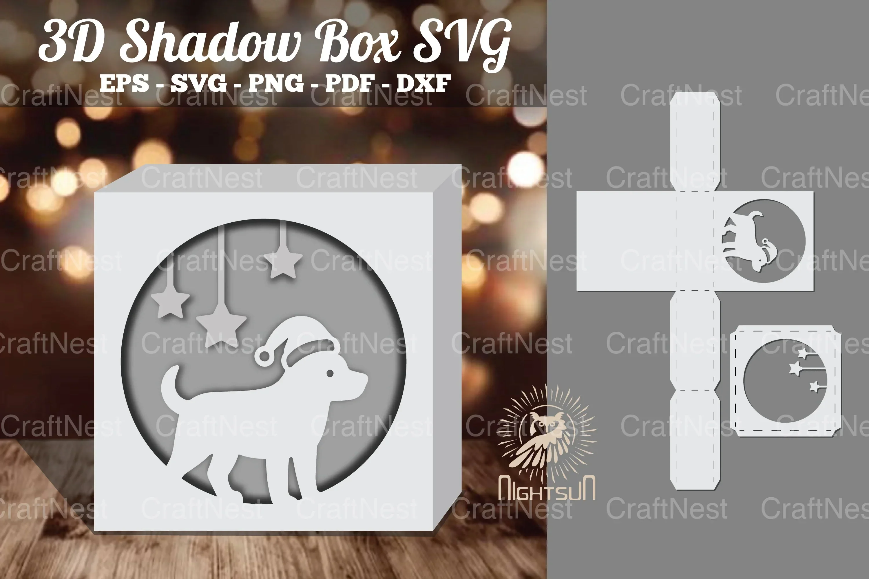 Dog 3D Papercut Shadow Box Clipart Bundle