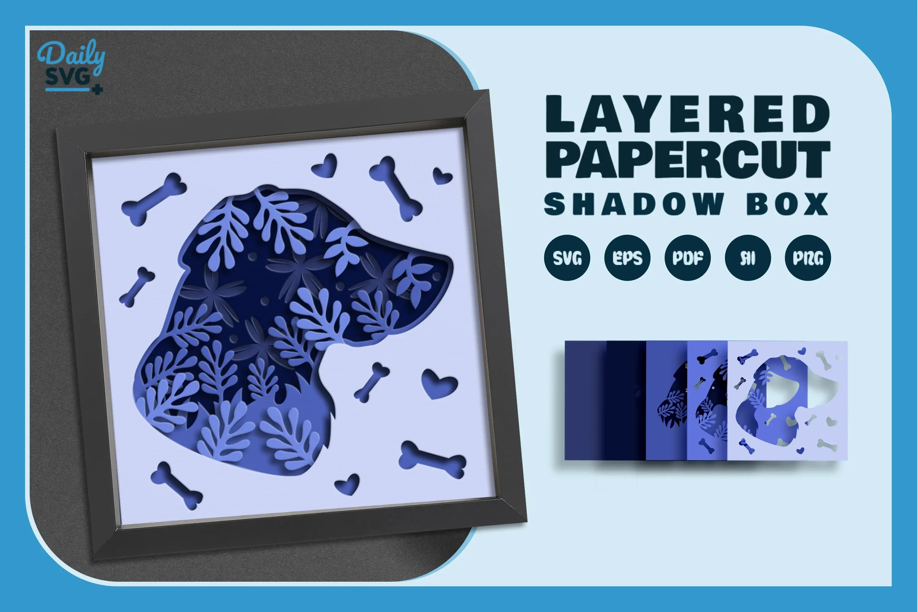 Dog Head Silhouette Papercut SVG Bundle - Image 2