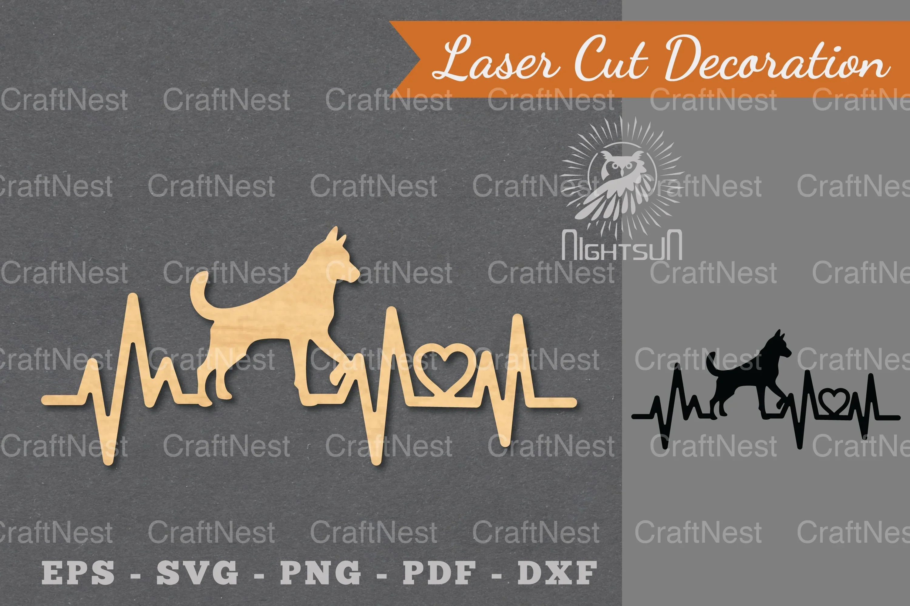 Dog Heartbeat Laser Cut Decoration Clipart Bundle