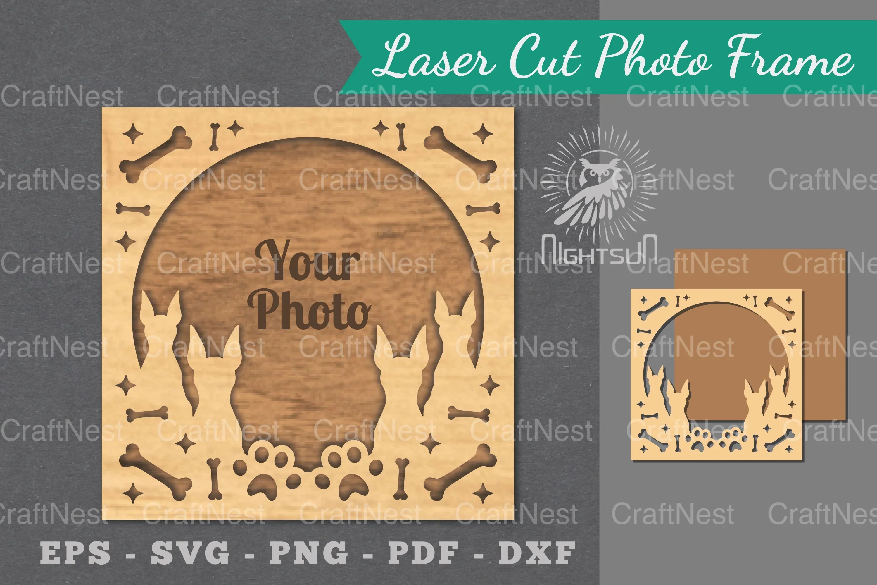 Dog Laser Cut Photo Frame Clipart Bundle