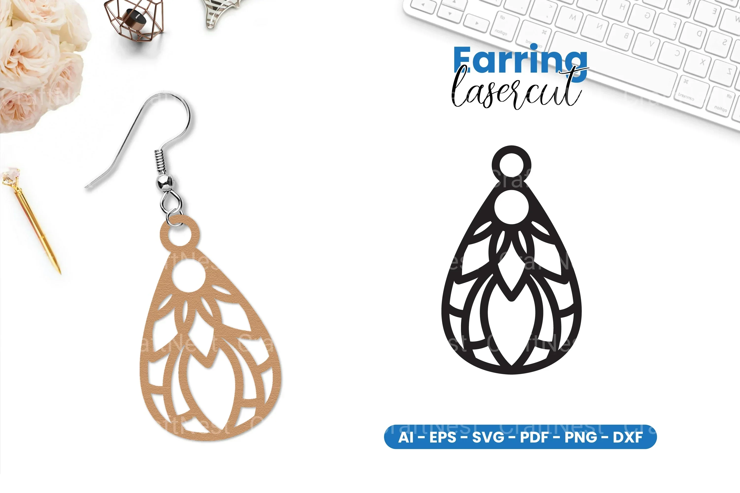 Dog Paw Earring Laser Cut SVG Bundle