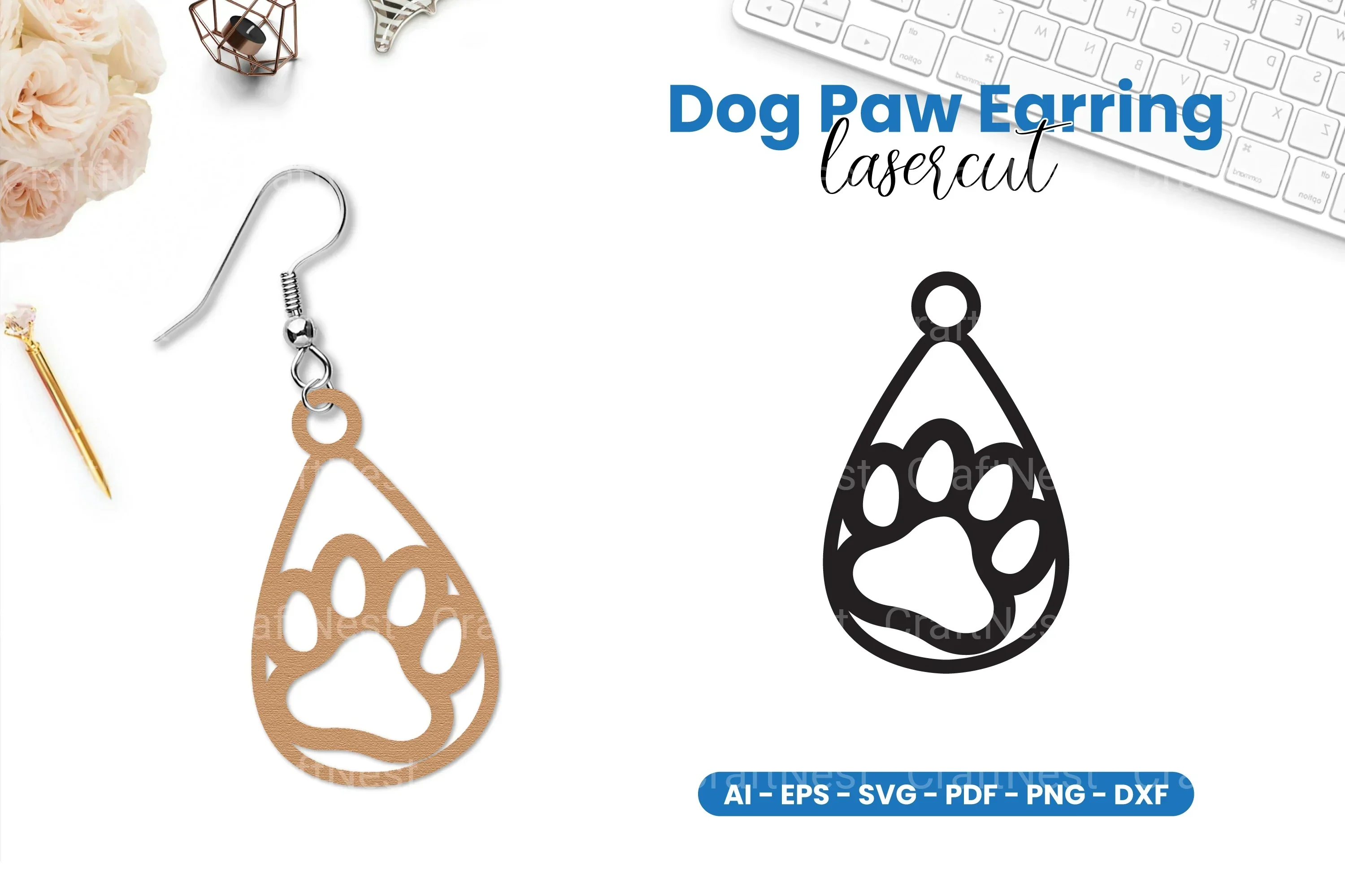 Dog Paw Earring SVG Bundle