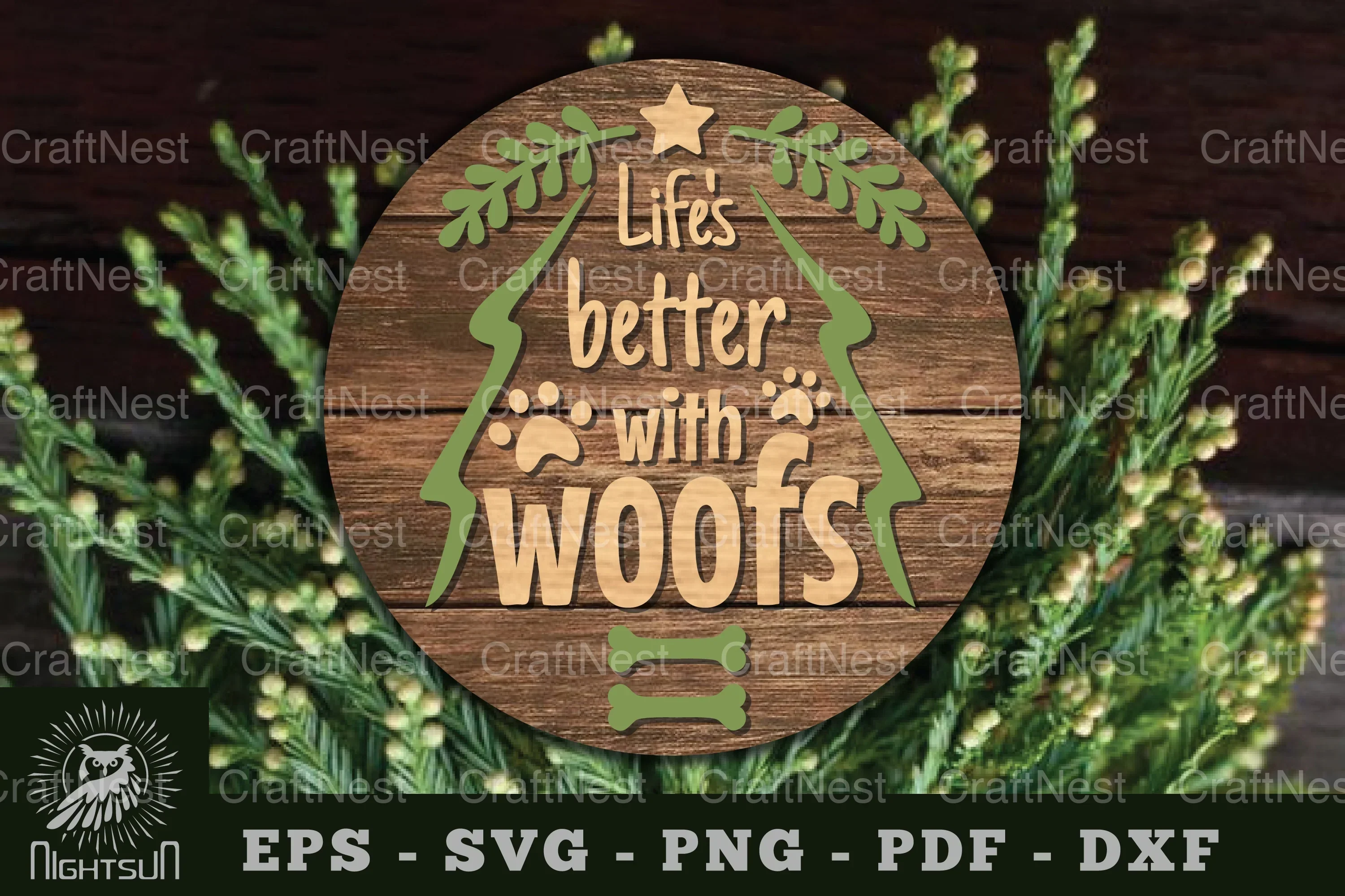 Dog Round Laser Cut Sign Clipart Bundle
