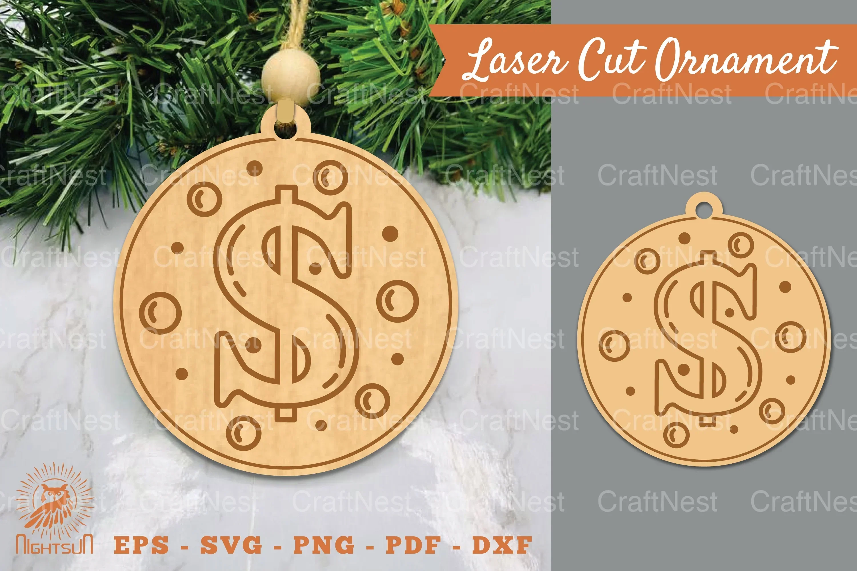 Dollar Sign Laser Cut Ornament SVG Bundle
