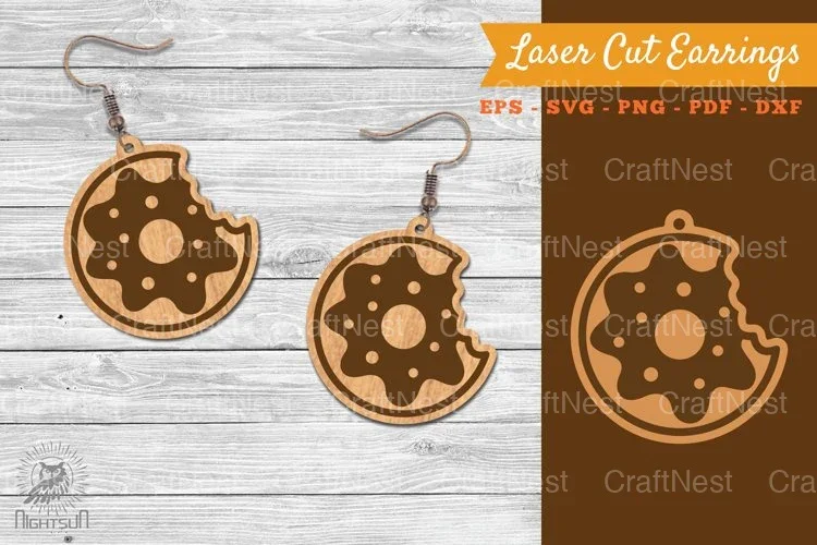 Donut Laser Cut Earrings SVG Bundle