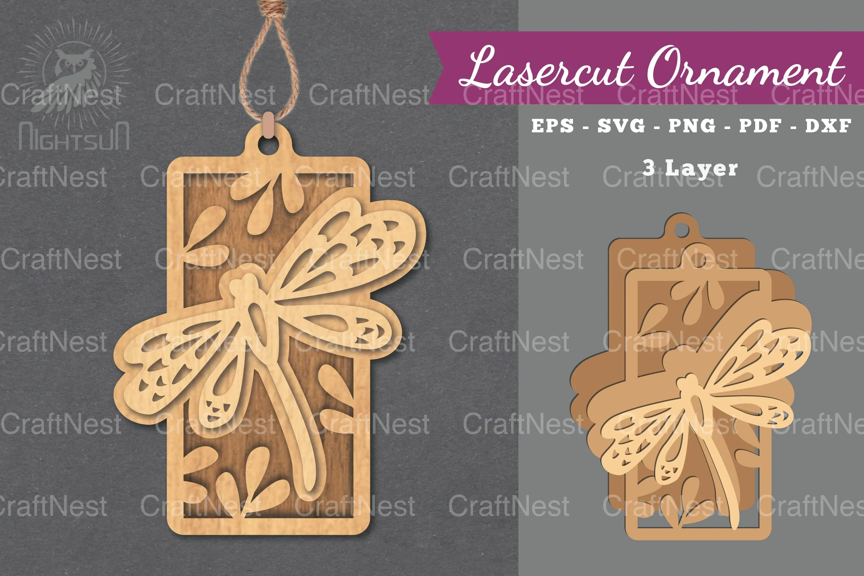 Dragonfly Laser Cut Ornament Clipart Bundle