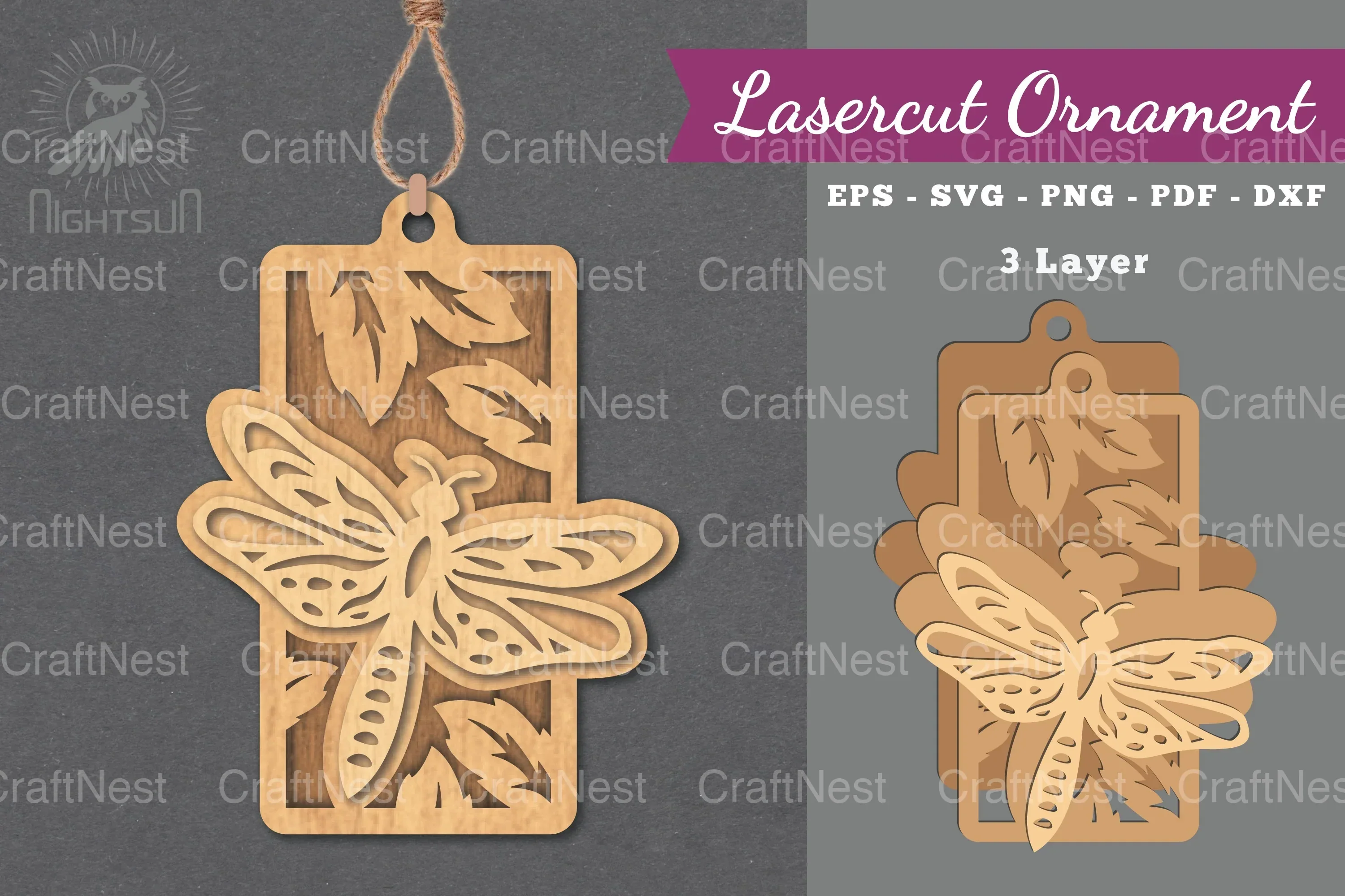 Dragonfly Laser Cut Ornament SVG Bundle