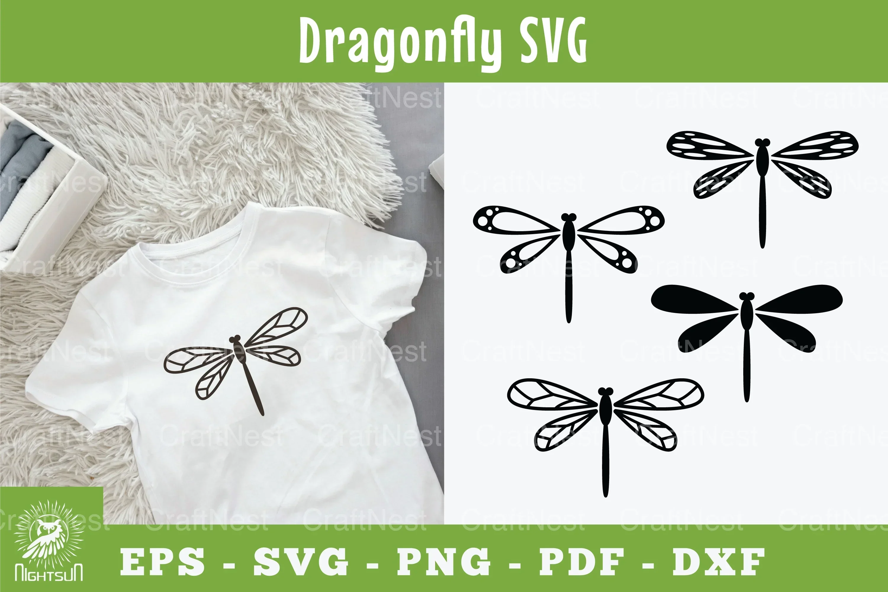 Dragonfly Silhouette Clipart Bundle