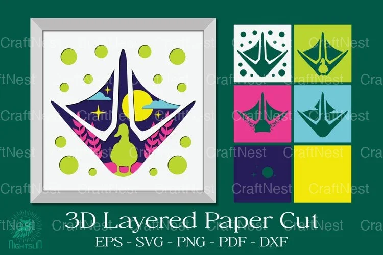 Duck Footprint 3D Layered Papercut Clipart Bundle
