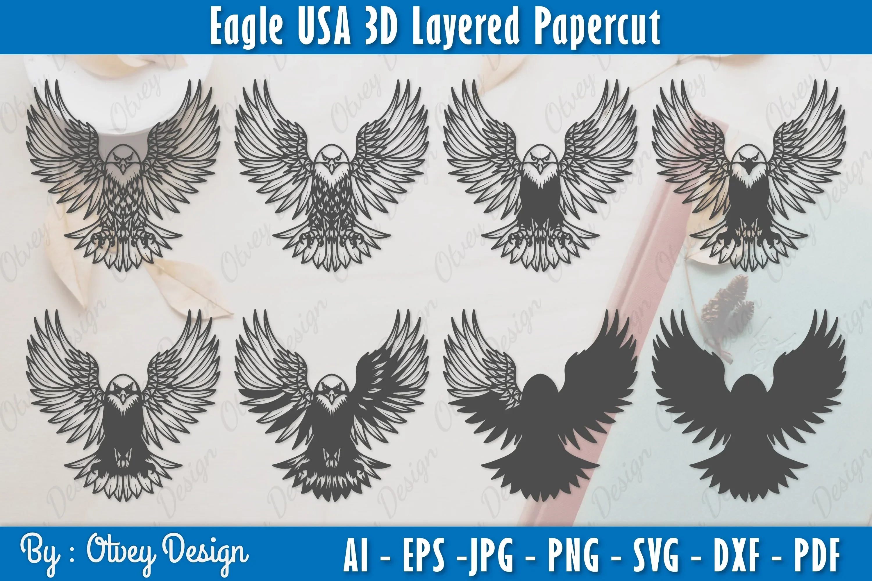 Eagle 3D Layered Papercut SVG Bundle - Image 2