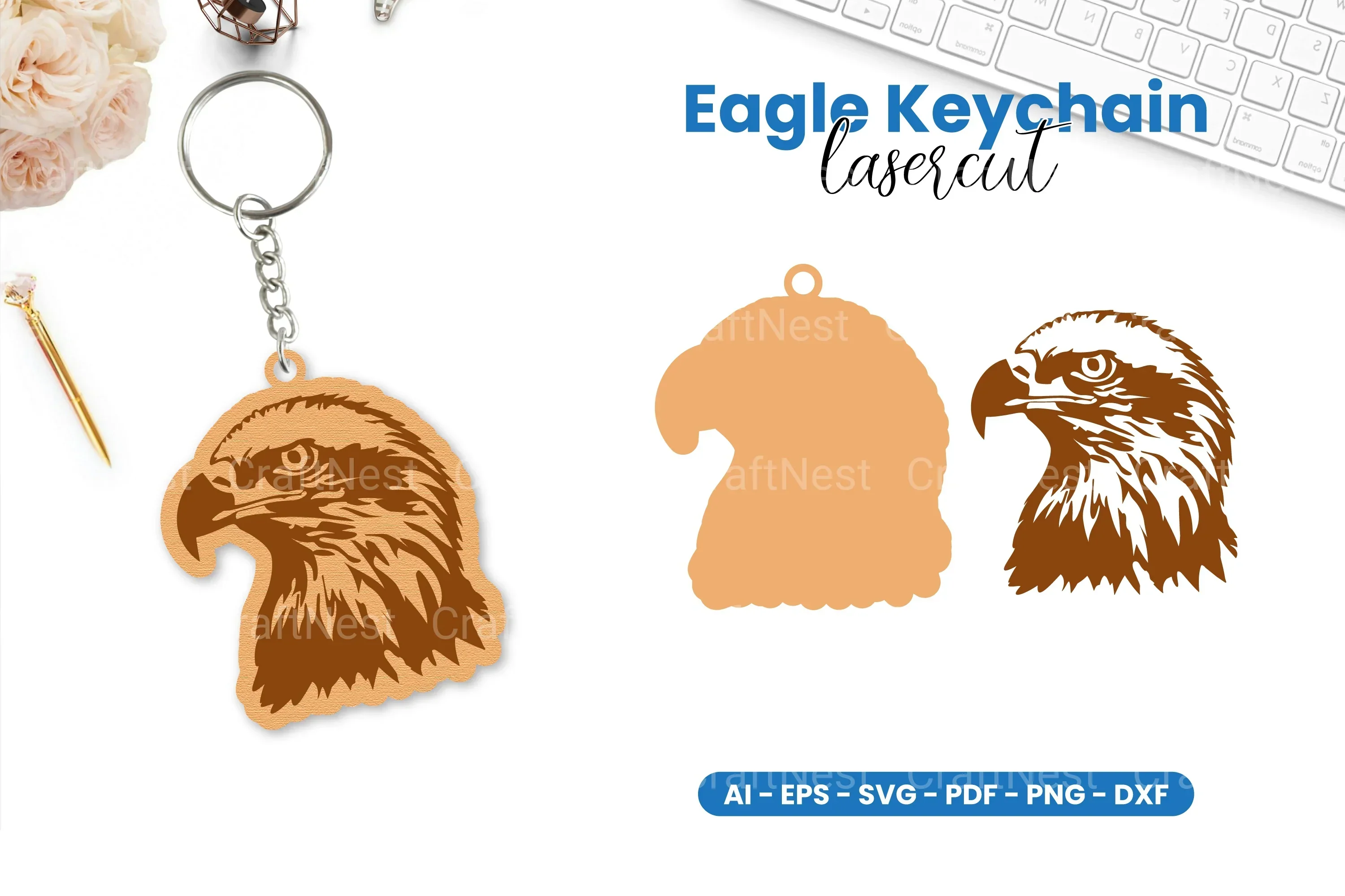 Eagle Keychain Lasercut SVG Bundle
