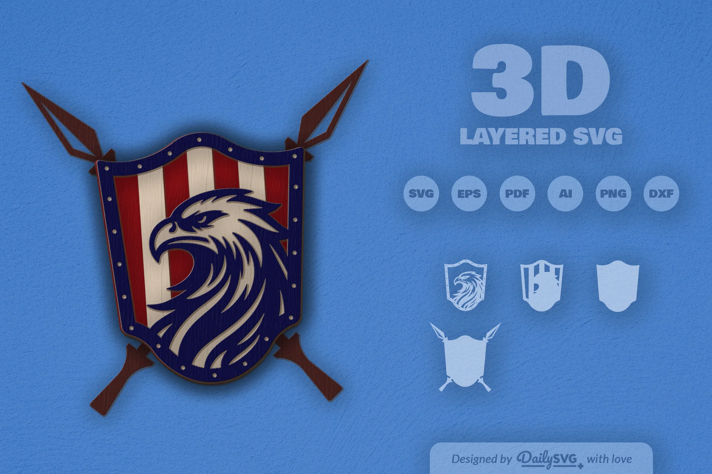 Eagle Shield Laser Cut SVG Bundle - Image 2