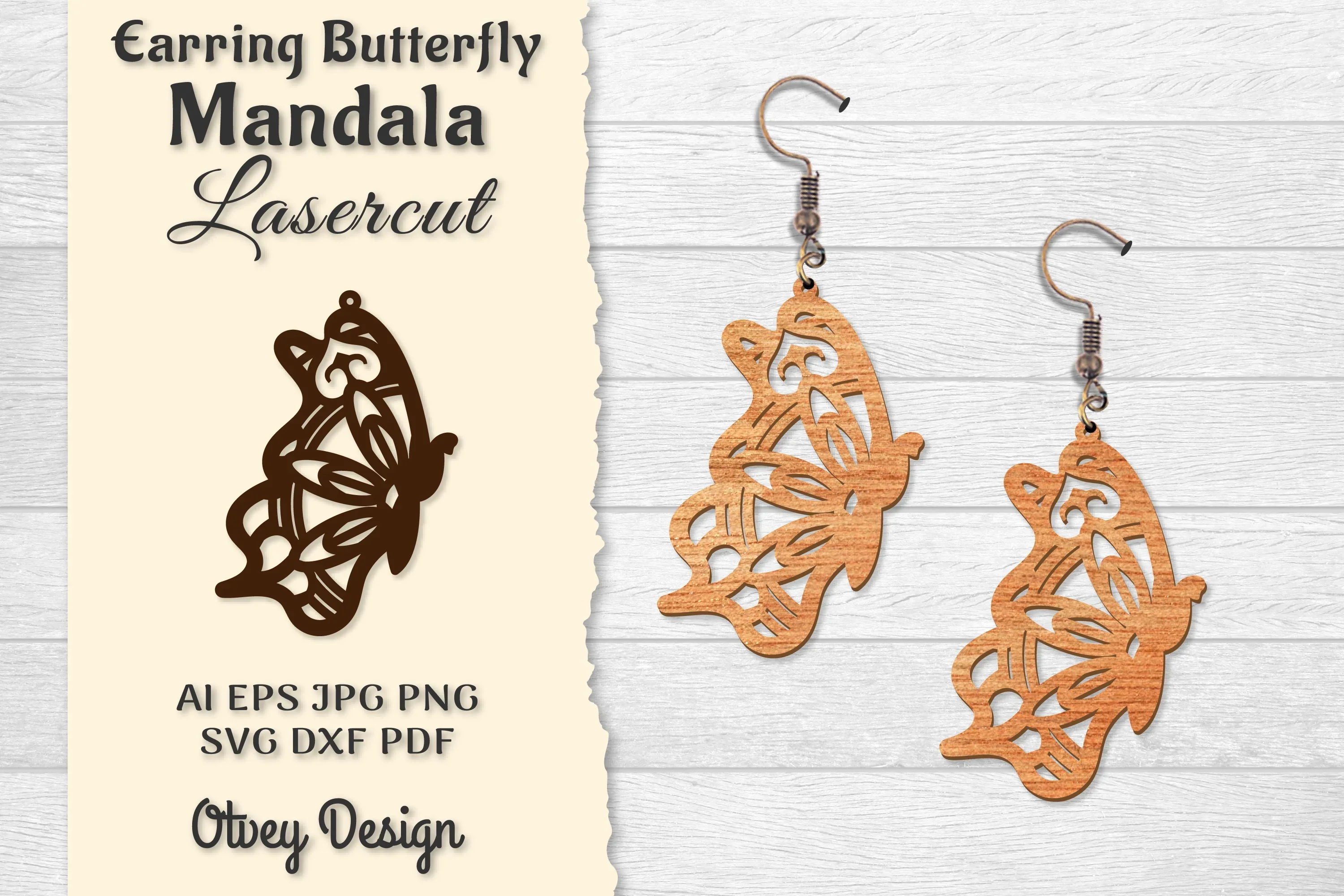 Earring Butterfly Mandala Lasercut SVG Bundle