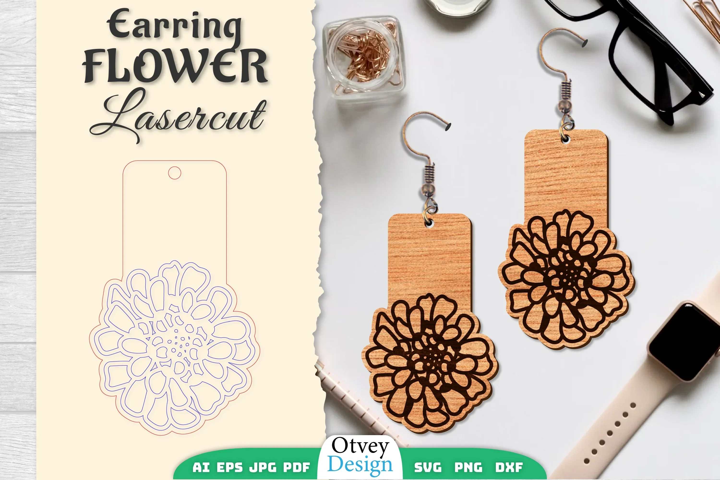 Earring Flower Lasercut SVG Bundle
