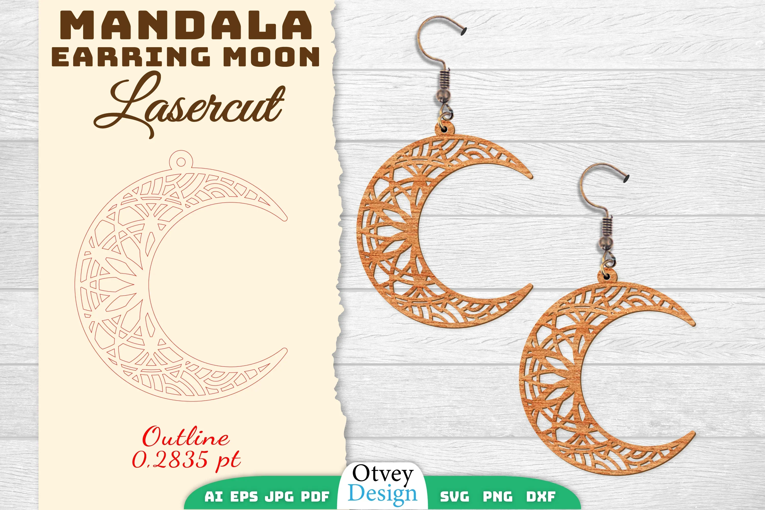 Earring Moon Mandala Lasercut SVG Bundle