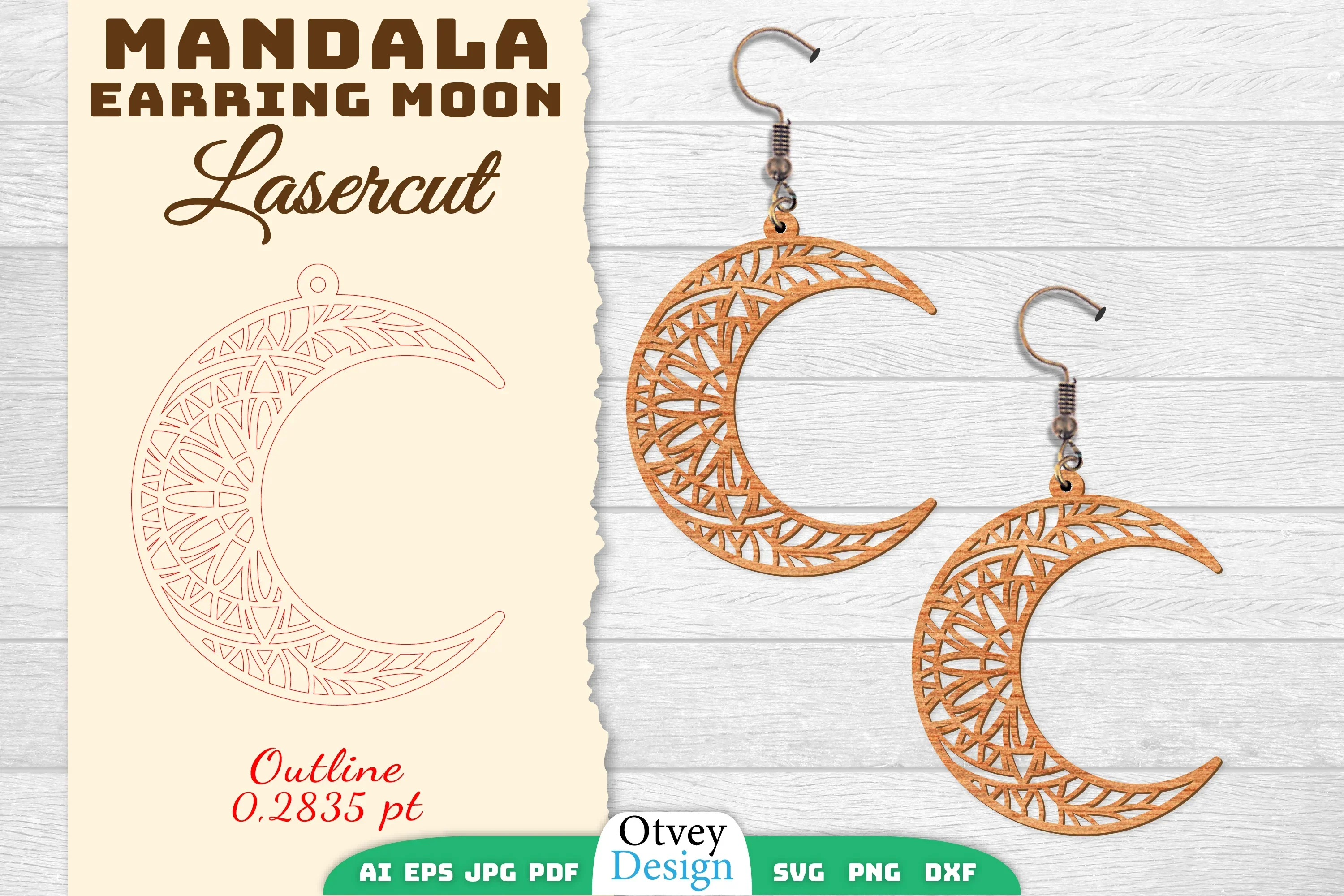 Earring Moon Mandala Lasercut SVG Bundle