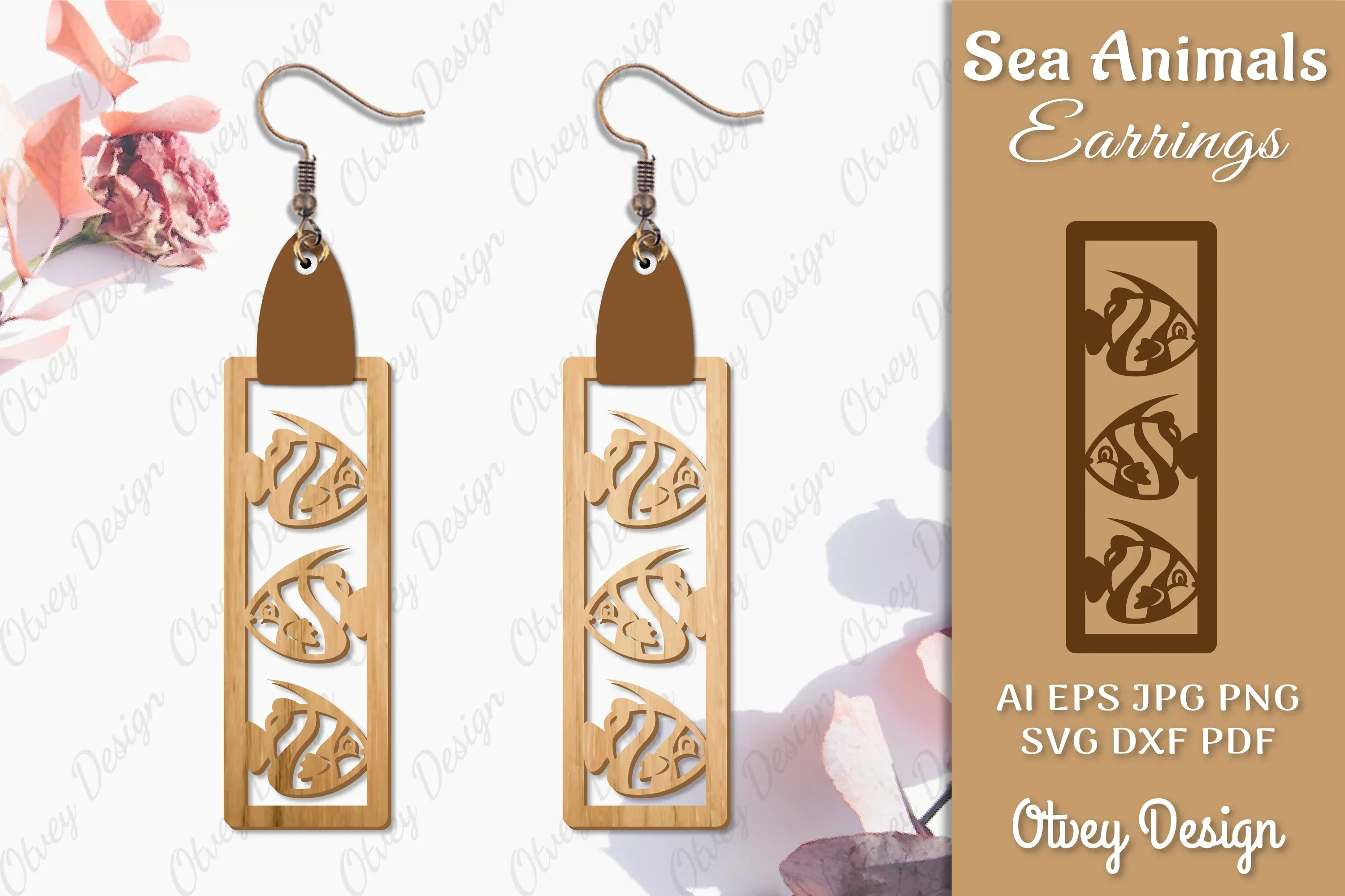 Earrings Sea Animals Laser Cut SVG Bundle