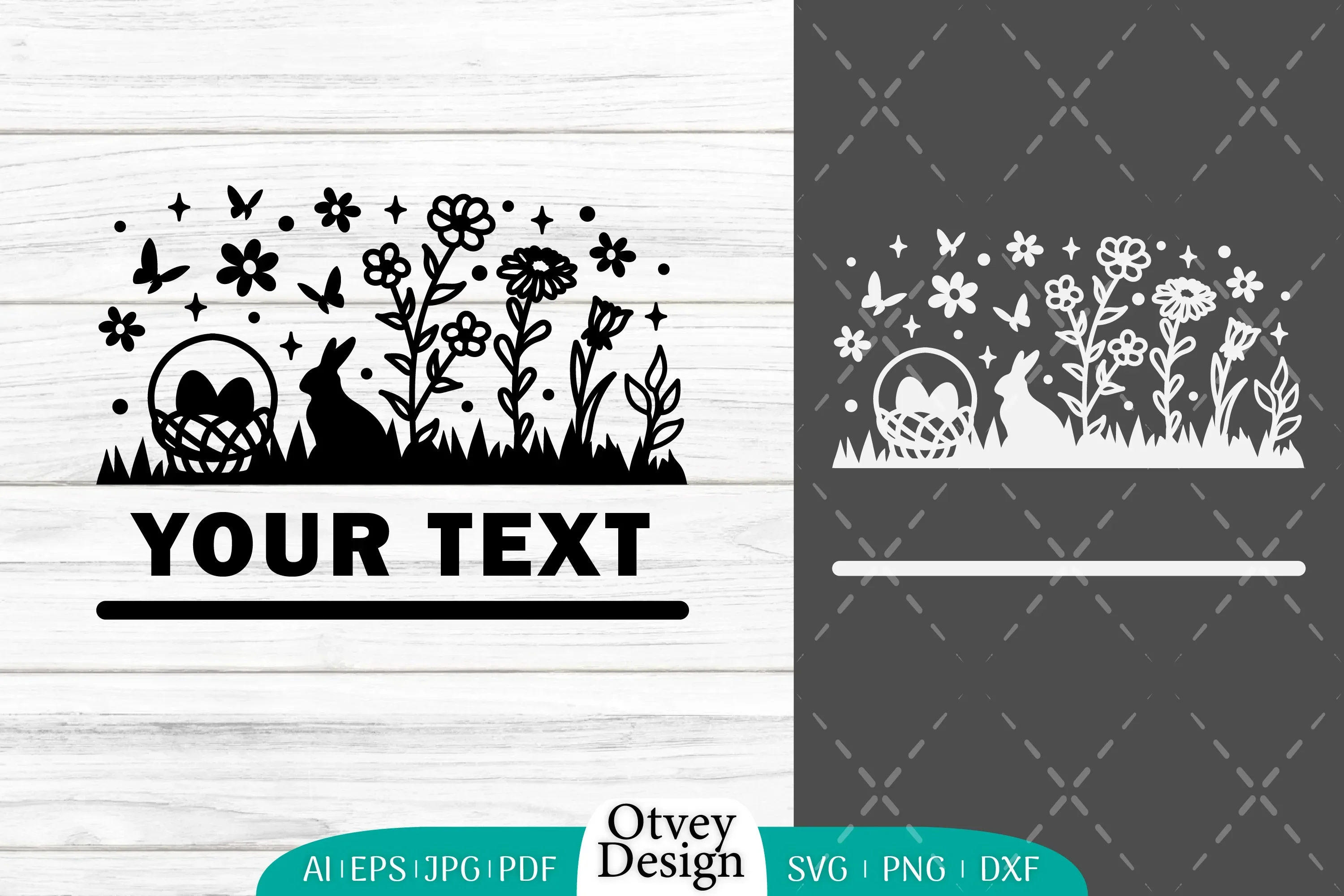 Easter Bunny Garden Scene SVG Bundle