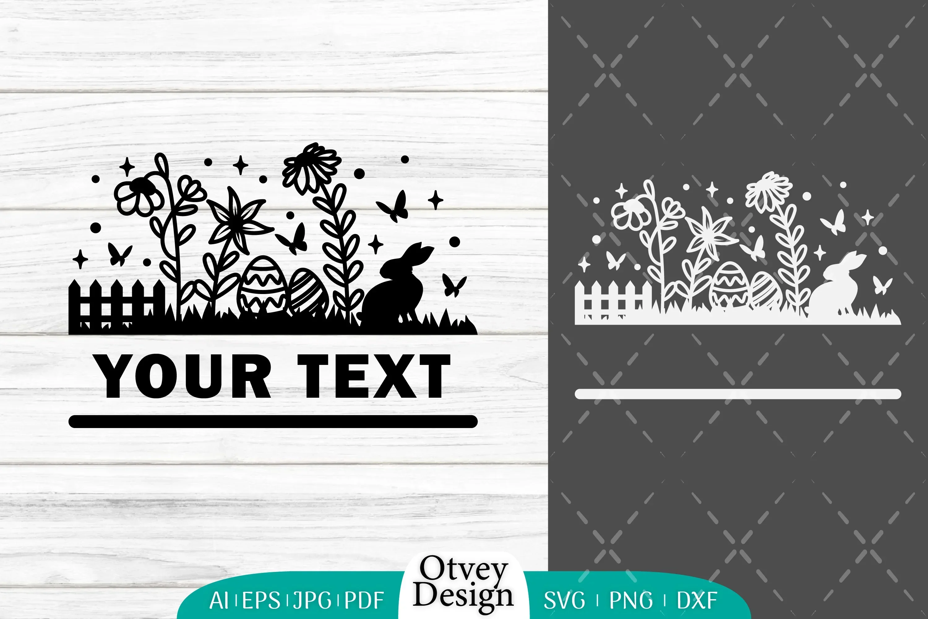 Easter Bunny Garden Scene SVG Bundle