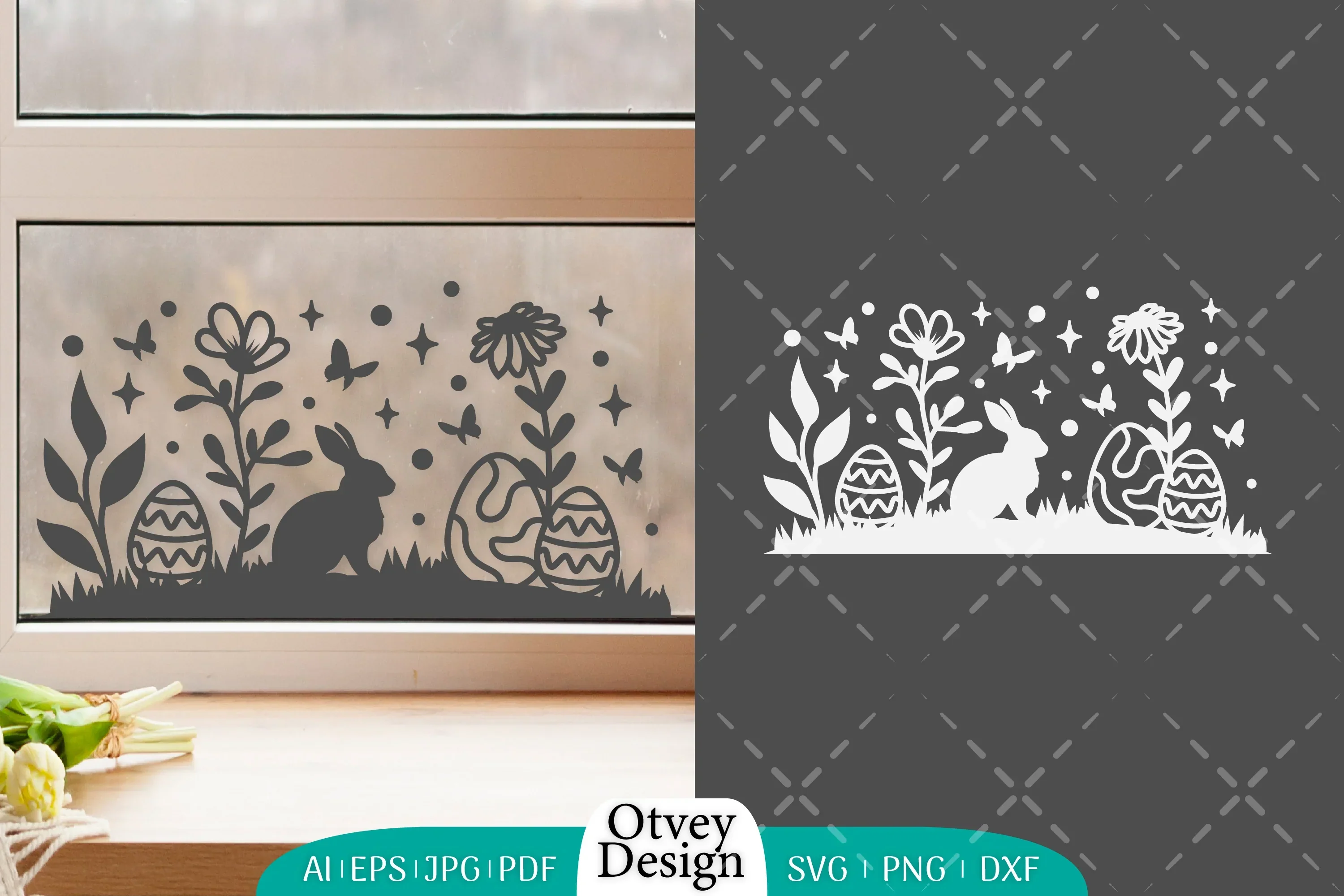Easter Bunny Garden Scene SVG Bundle