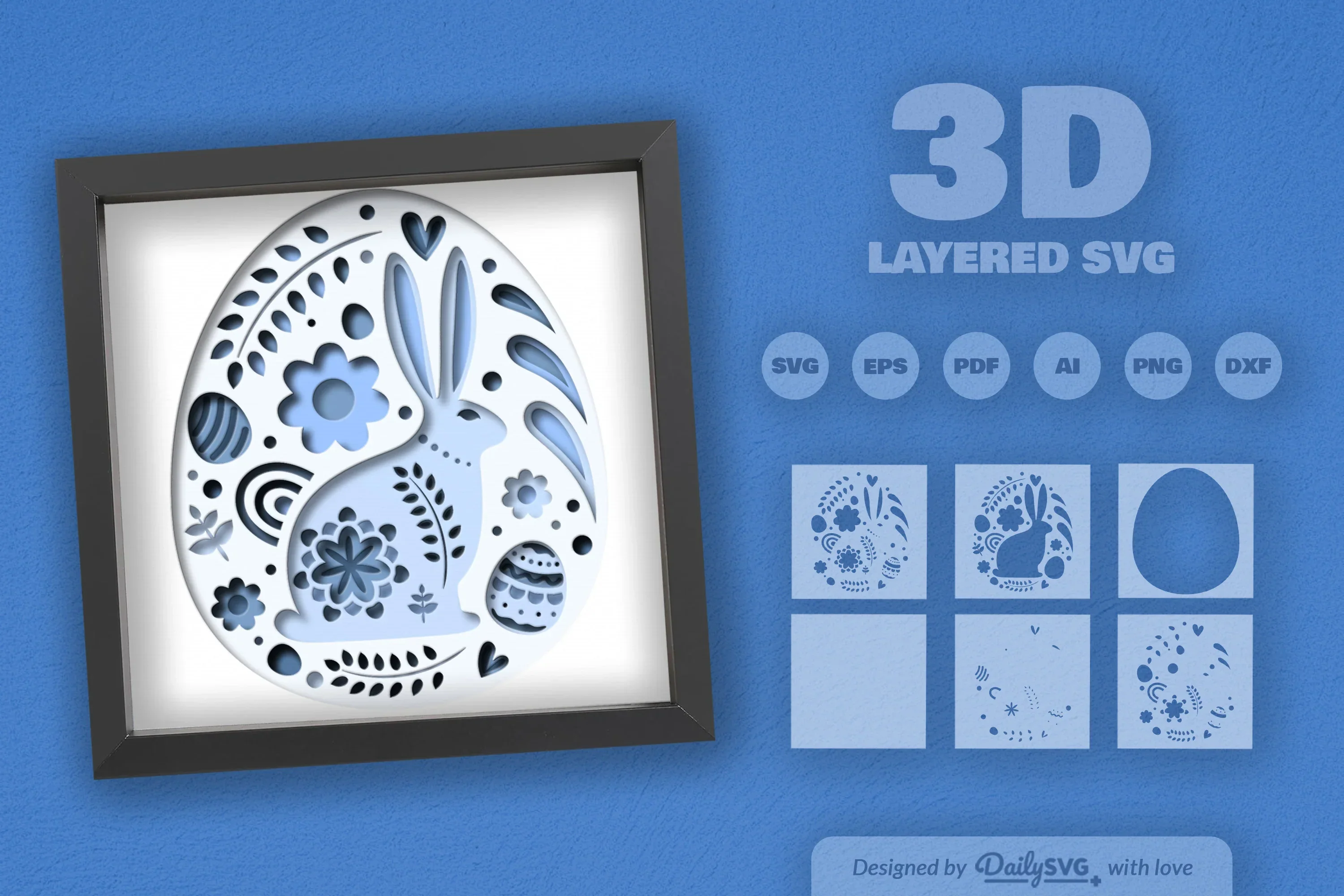 Easter Bunny Shadow Box Template SVG Bundle - Image 2
