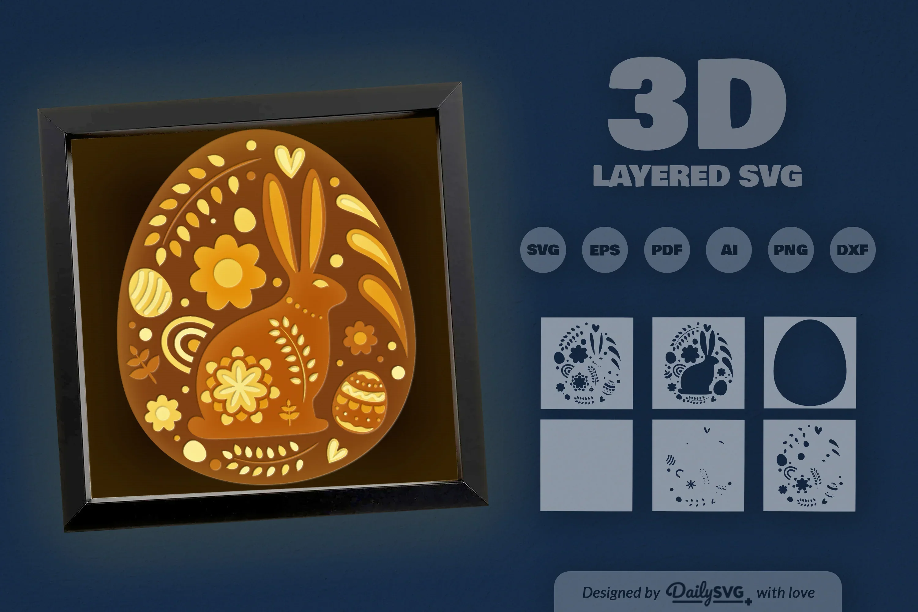 Easter Bunny Shadow Box Template SVG Bundle - Image 3