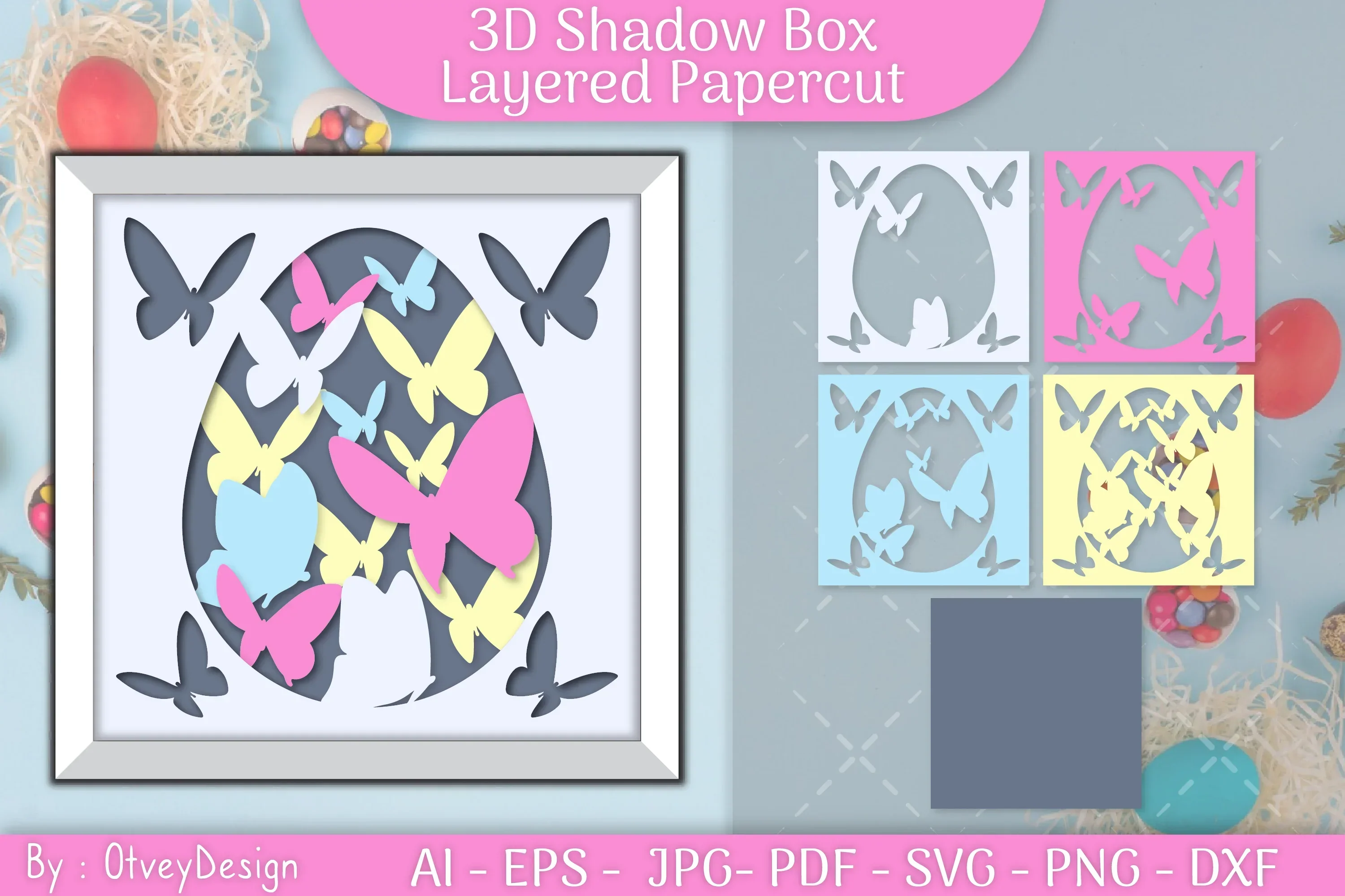 Easter Egg 3D Shadow Box SVG Bundle