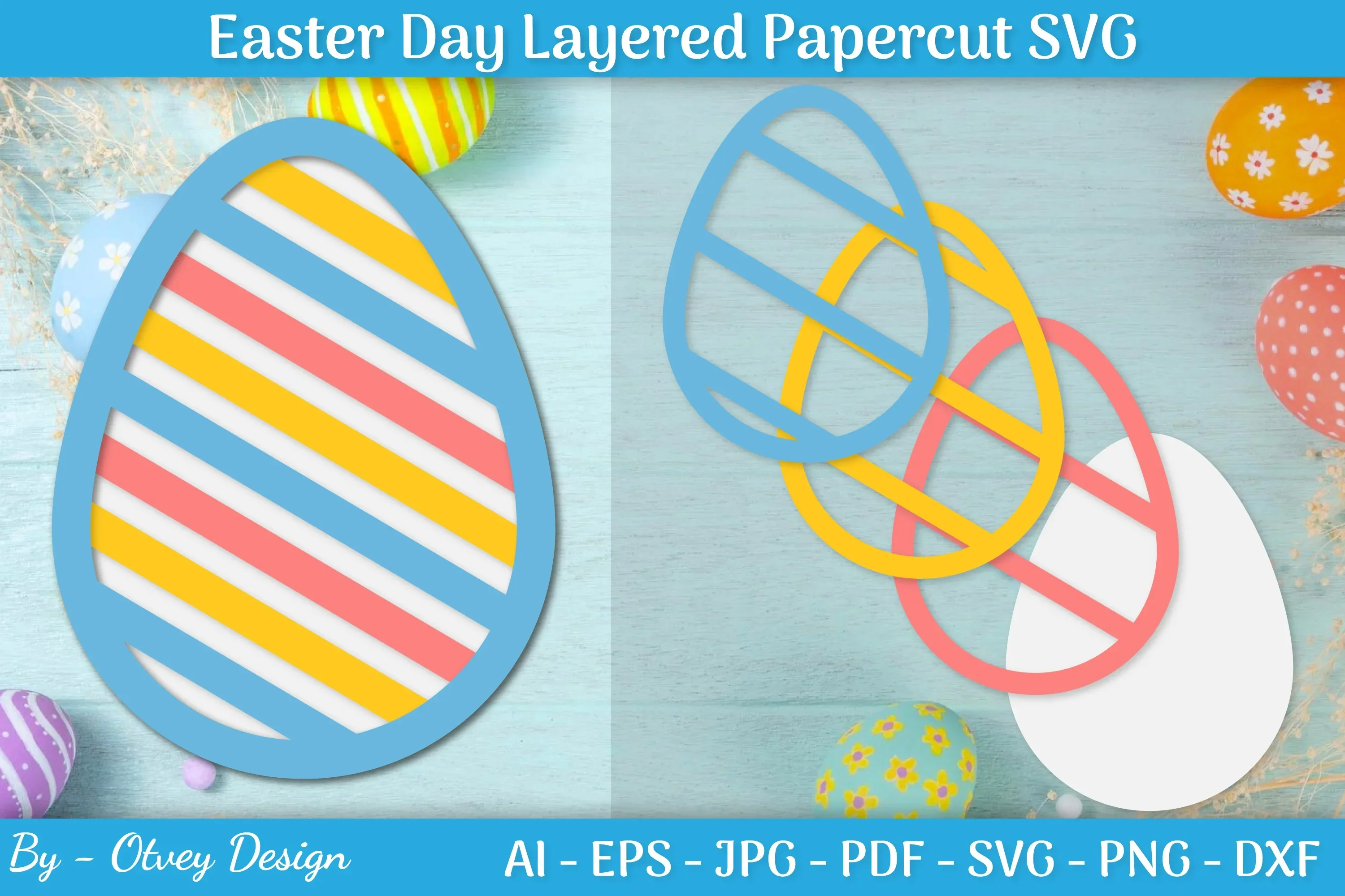 Easter Egg Layered Papercut SVG Bundle