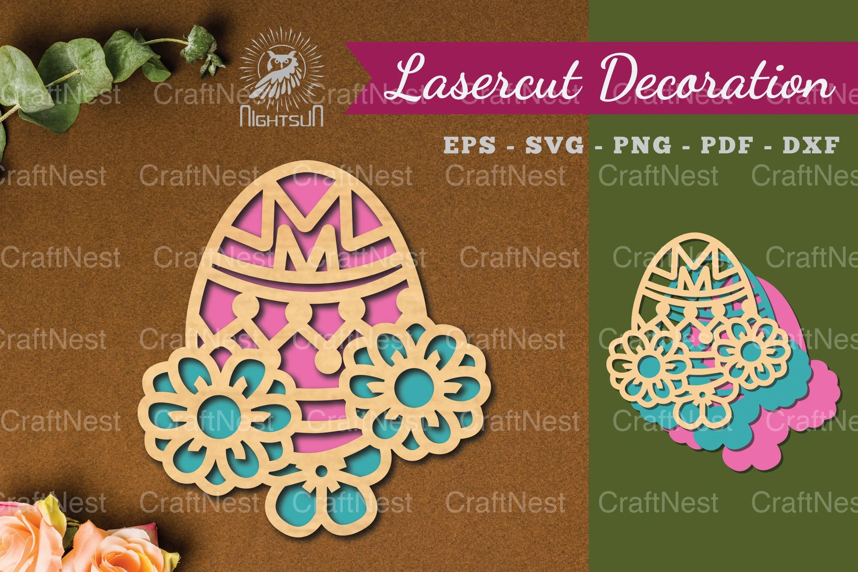 Egg Laser Cut Flower Decoration Clipart Bundle