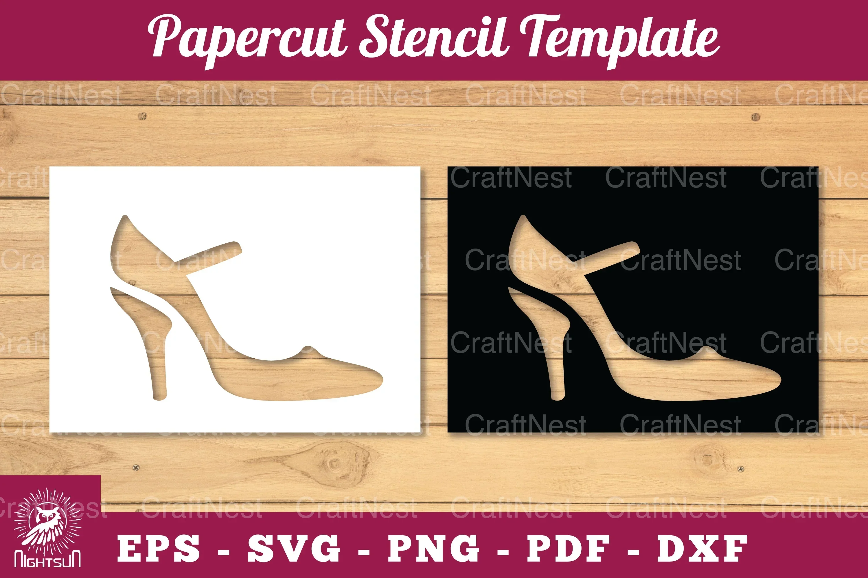 Elegant Woman Heels Papercut Stencil Clipart Bundle
