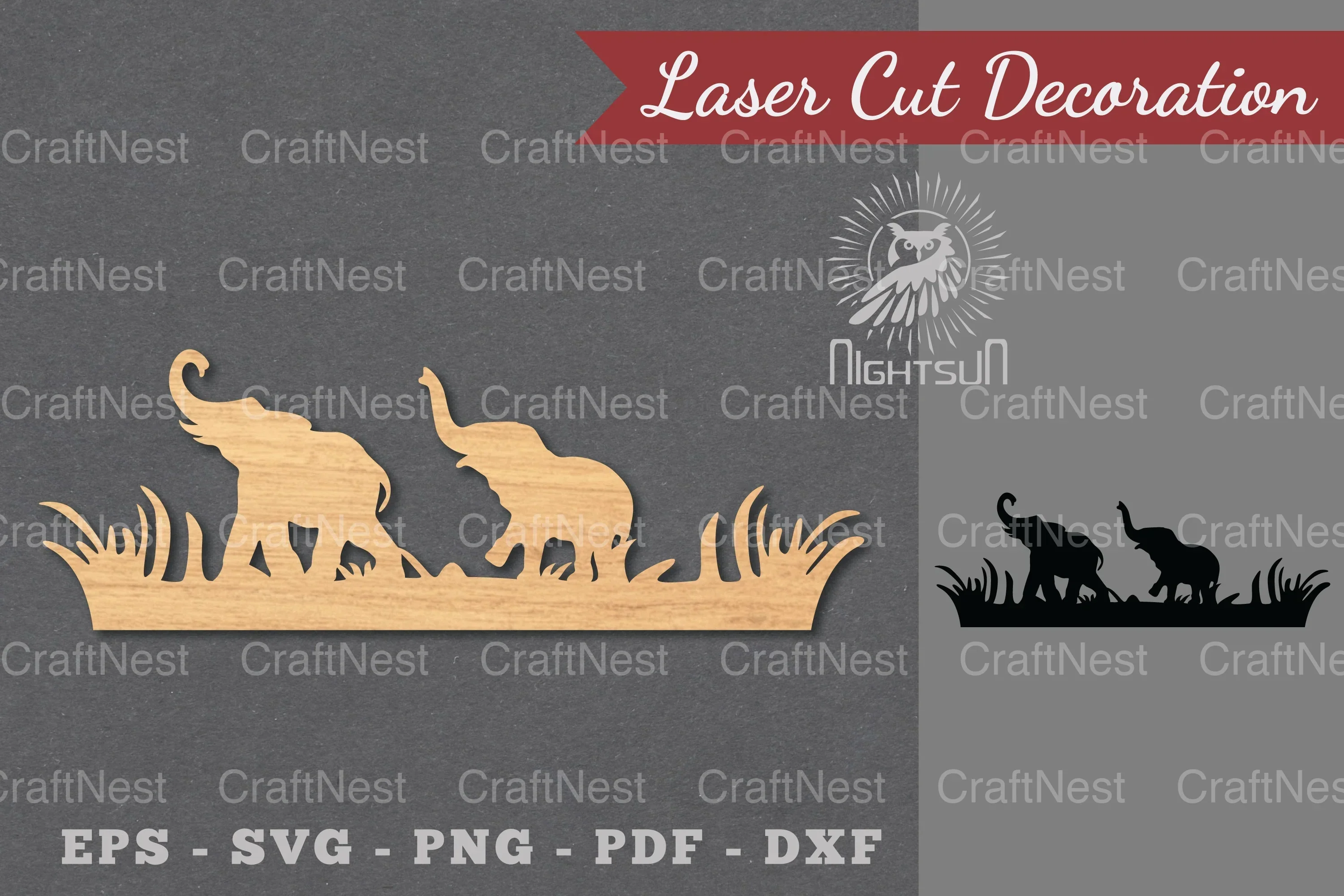 Elephant Couple Laser Cut Decoration Clipart Bundle