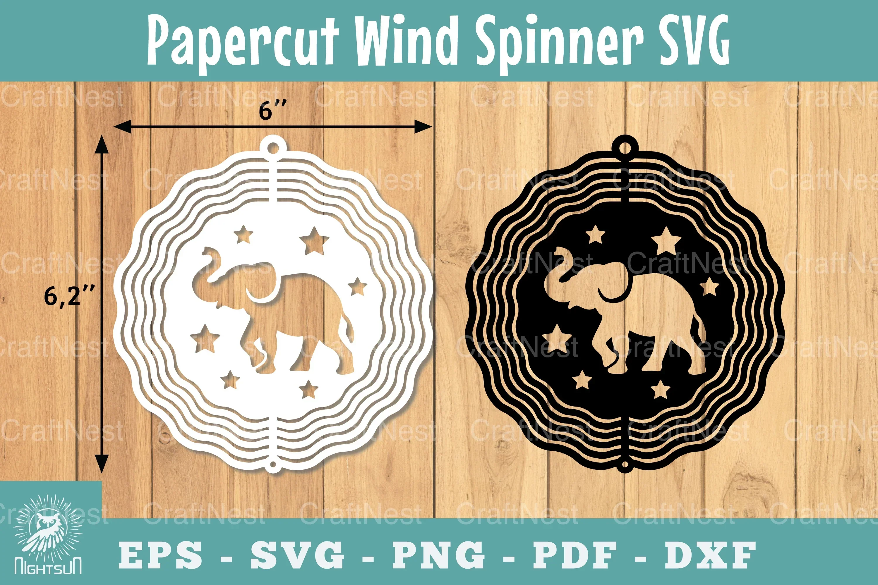 Elephant Papercut Wind Spinner Clipart Bundle