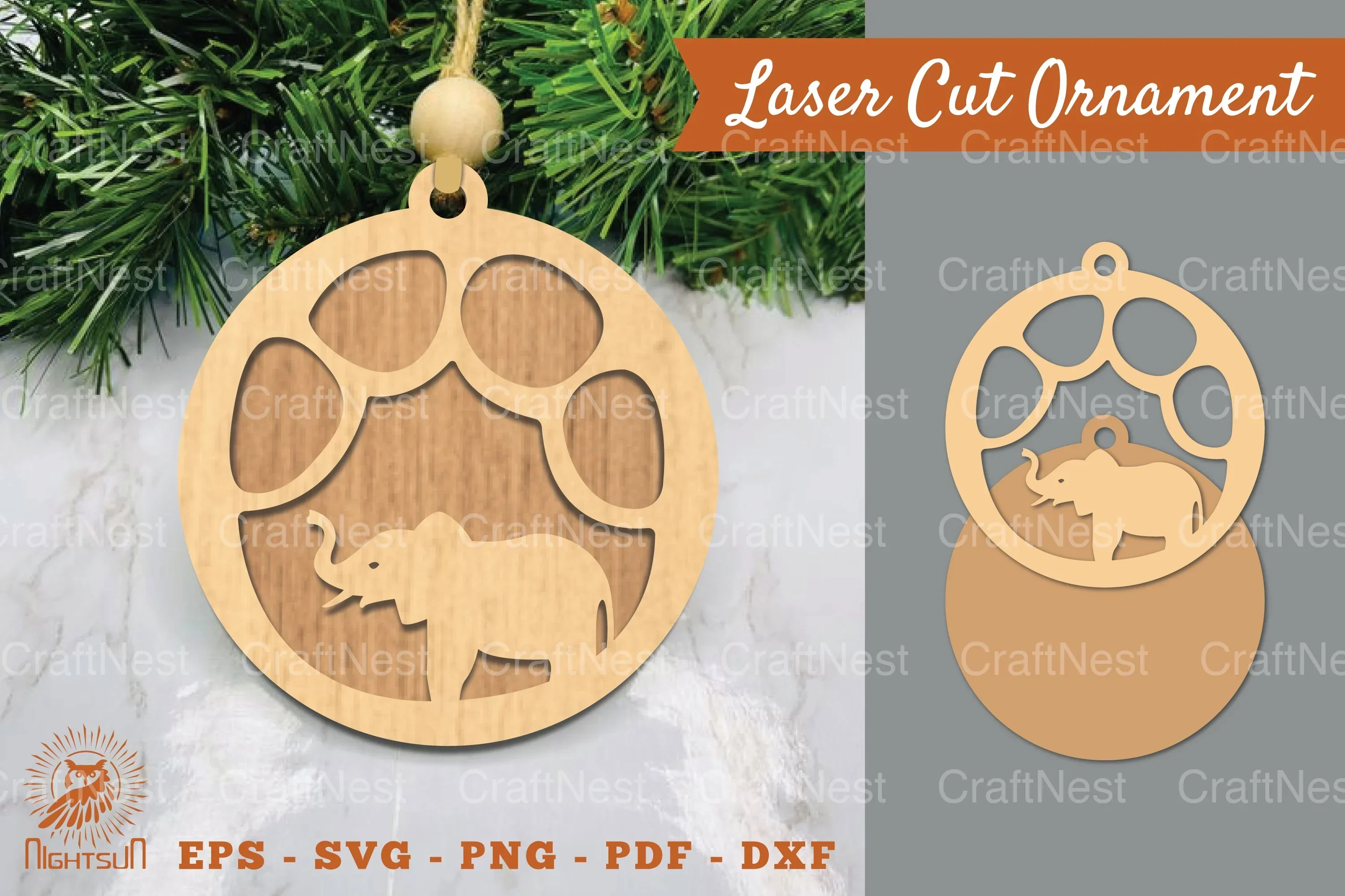 Elephant Paw Laser Cut Ornament Clipart Bundle