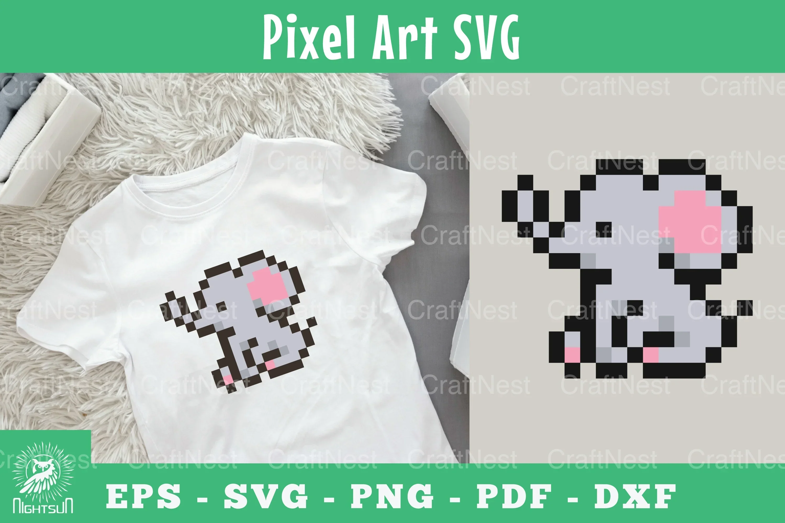 Elephant Pixel Art Clipart Bundle