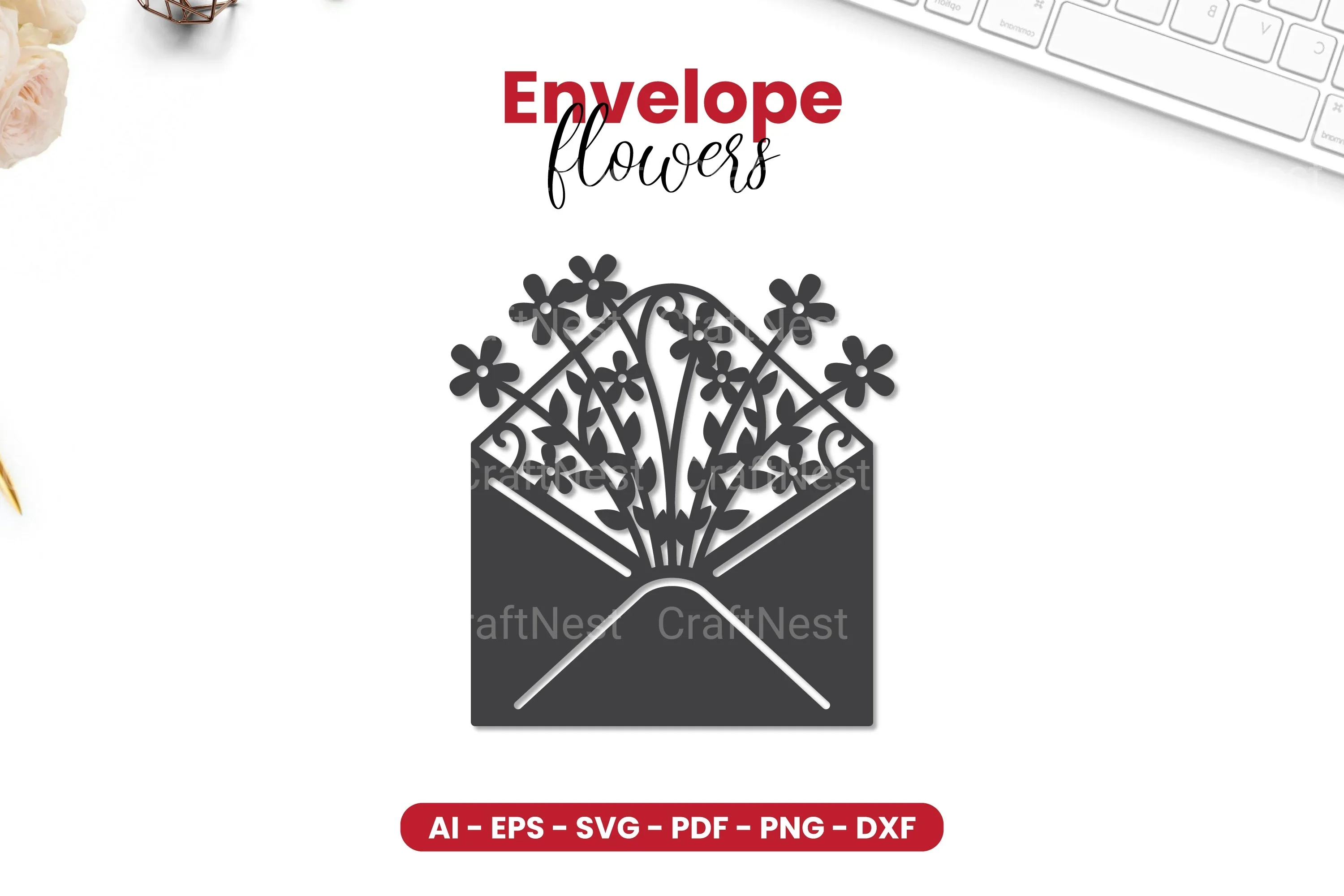 Envelope with Flowers Papercut SVG Bundle