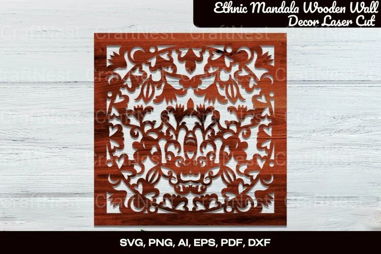 Ethnic Mandala Wooden Wall Decor Laser Cut Clipart Bundle