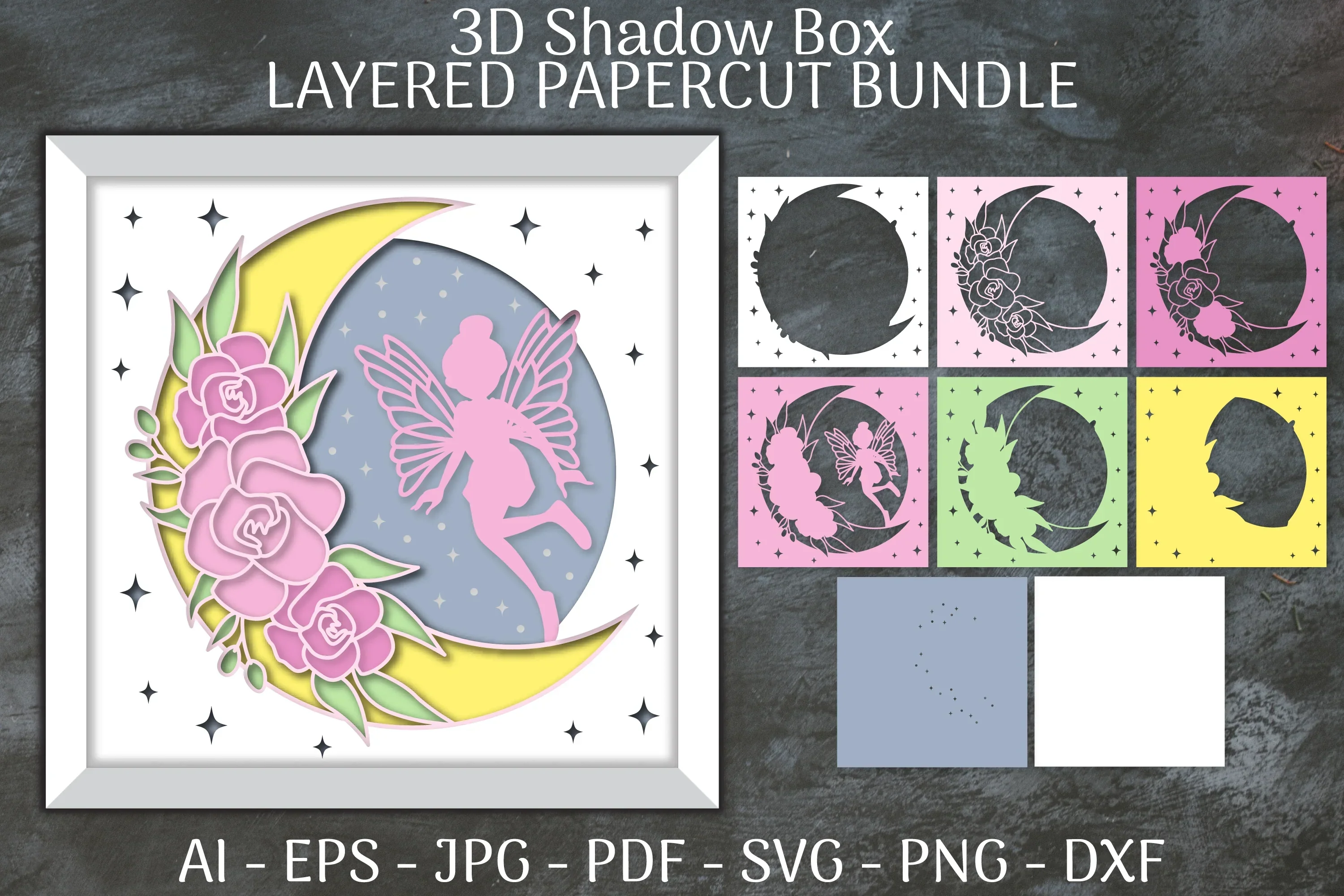 Fairy 3D Shadow Box Layered Papercut SVG Bundle - Image 2