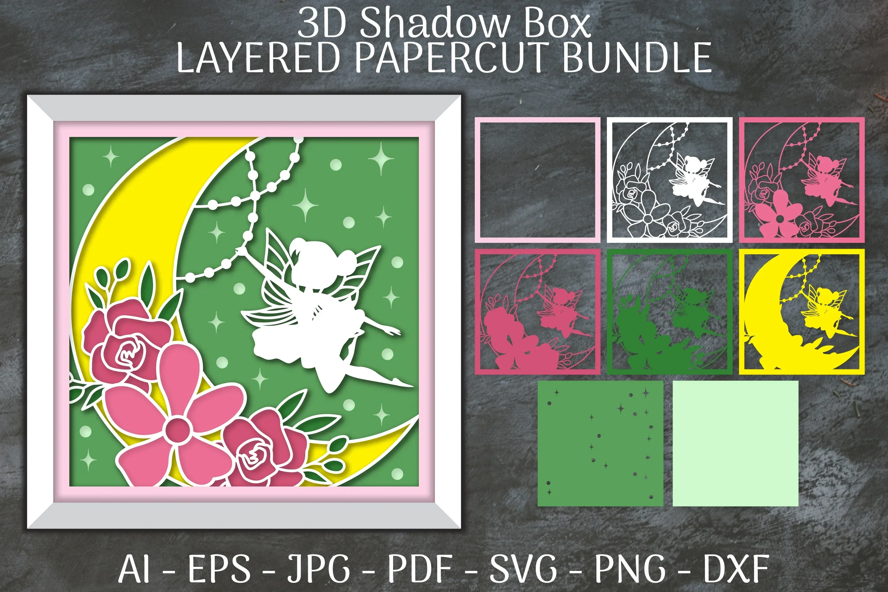 Fairy 3D Shadow Box Layered Papercut SVG Bundle - Image 2