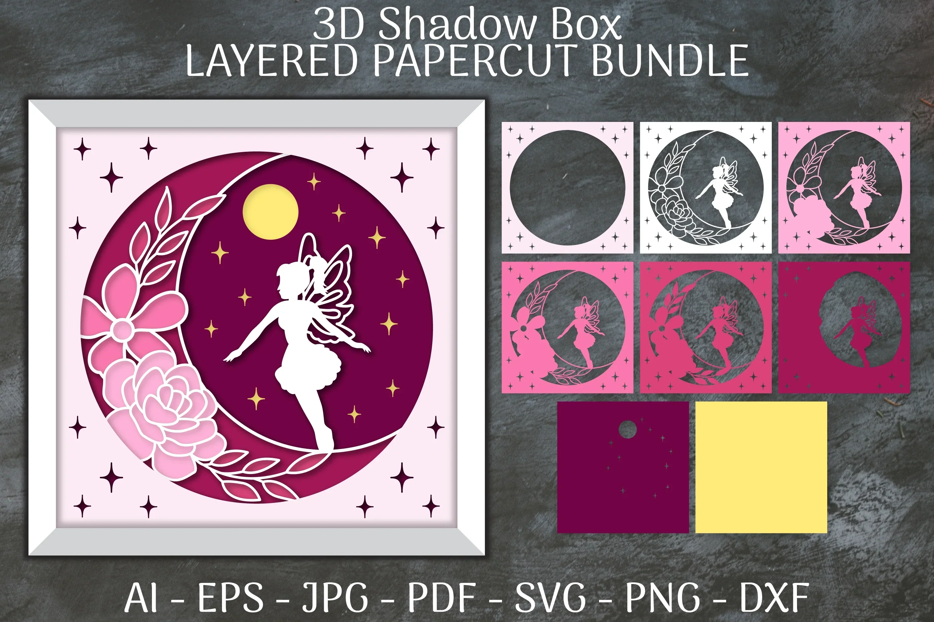 Fairy 3D Shadow Box Layered Papercut SVG Bundle - Image 2