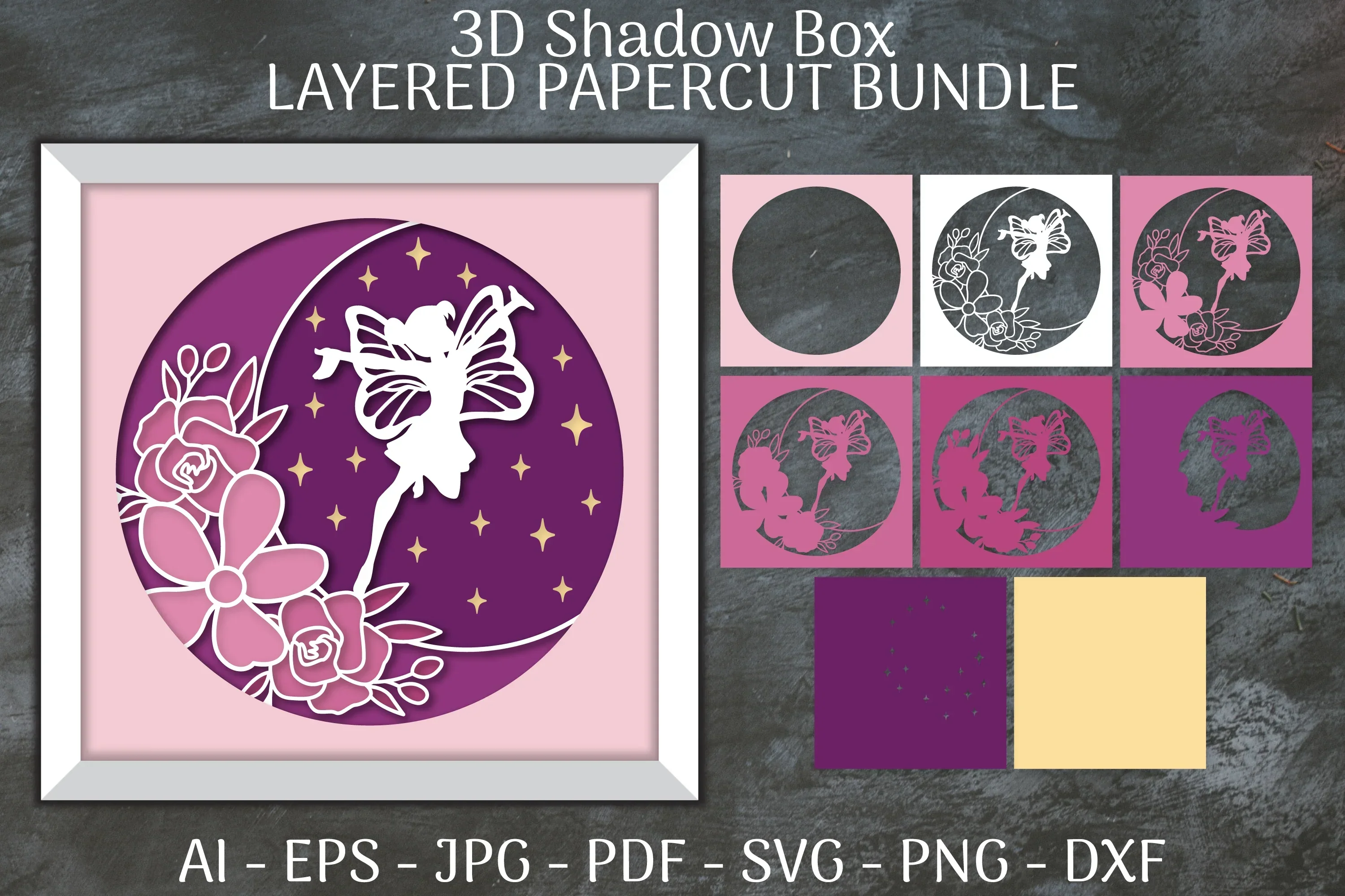 Fairy 3D Shadow Box Layered Papercut SVG Bundle - Image 2