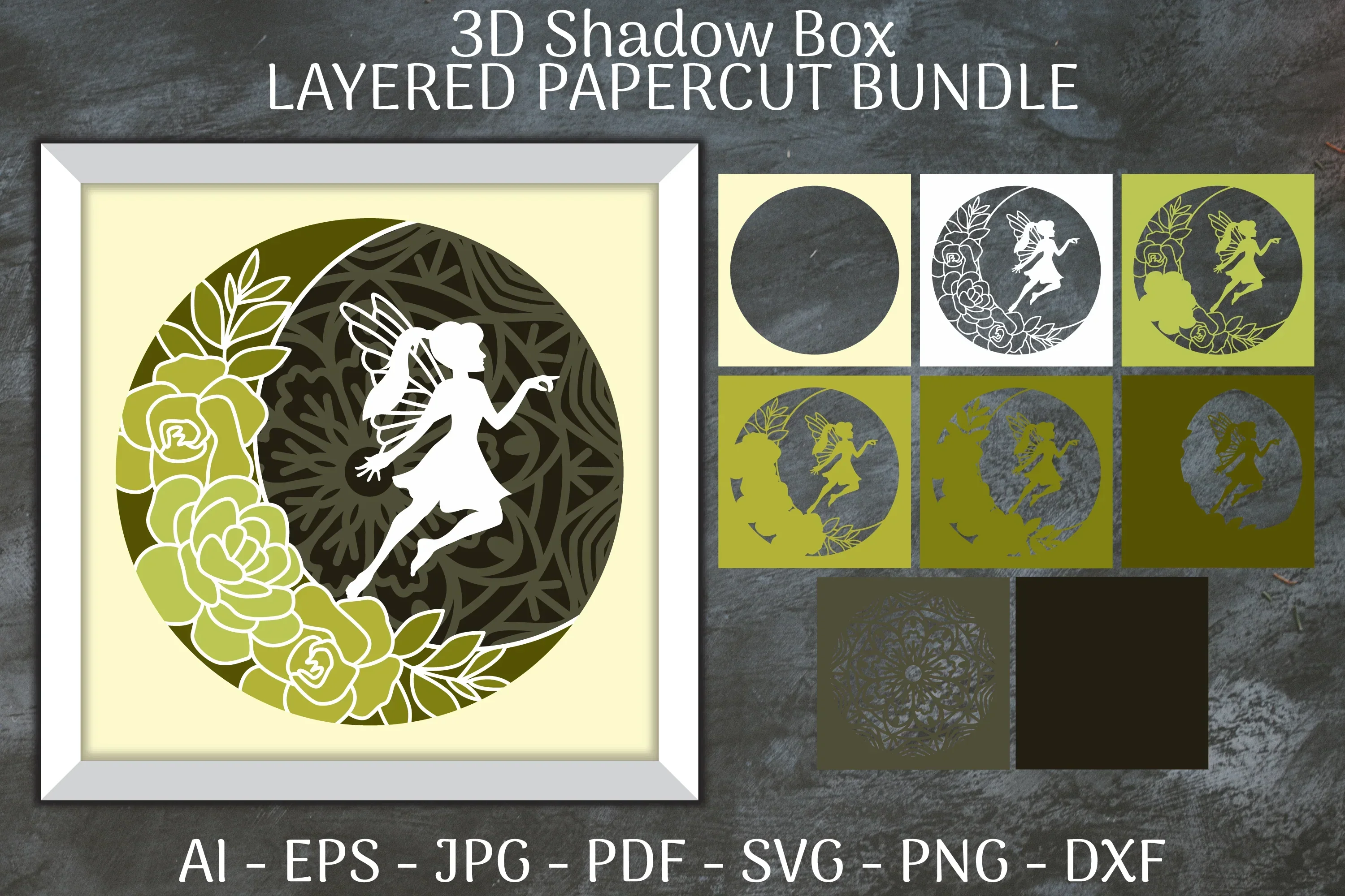 Fairy 3D Shadow Box Layered Papercut SVG Bundle
